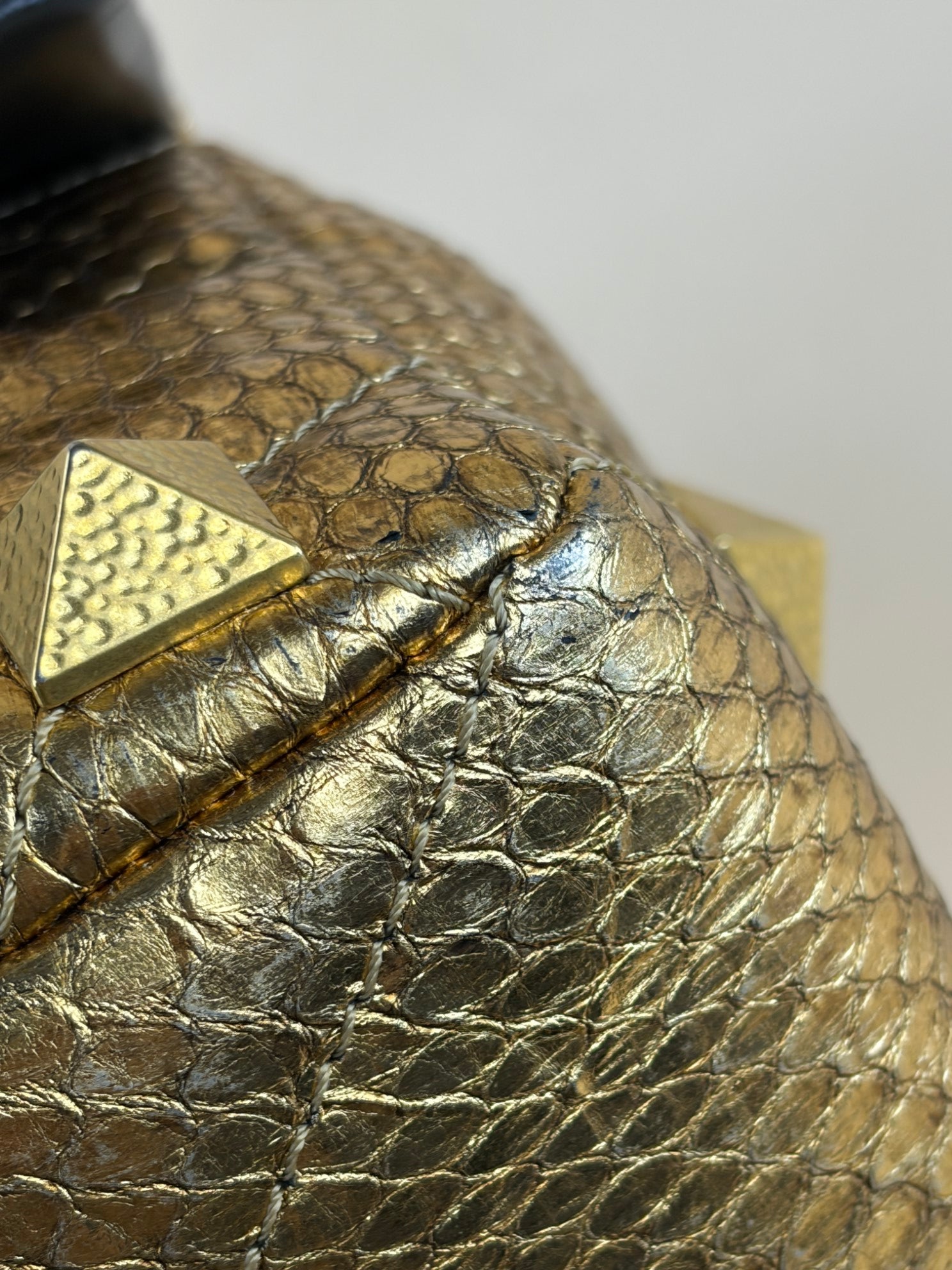 Valentino Metallic Gold Roman Stud The Shoulder Bag Large