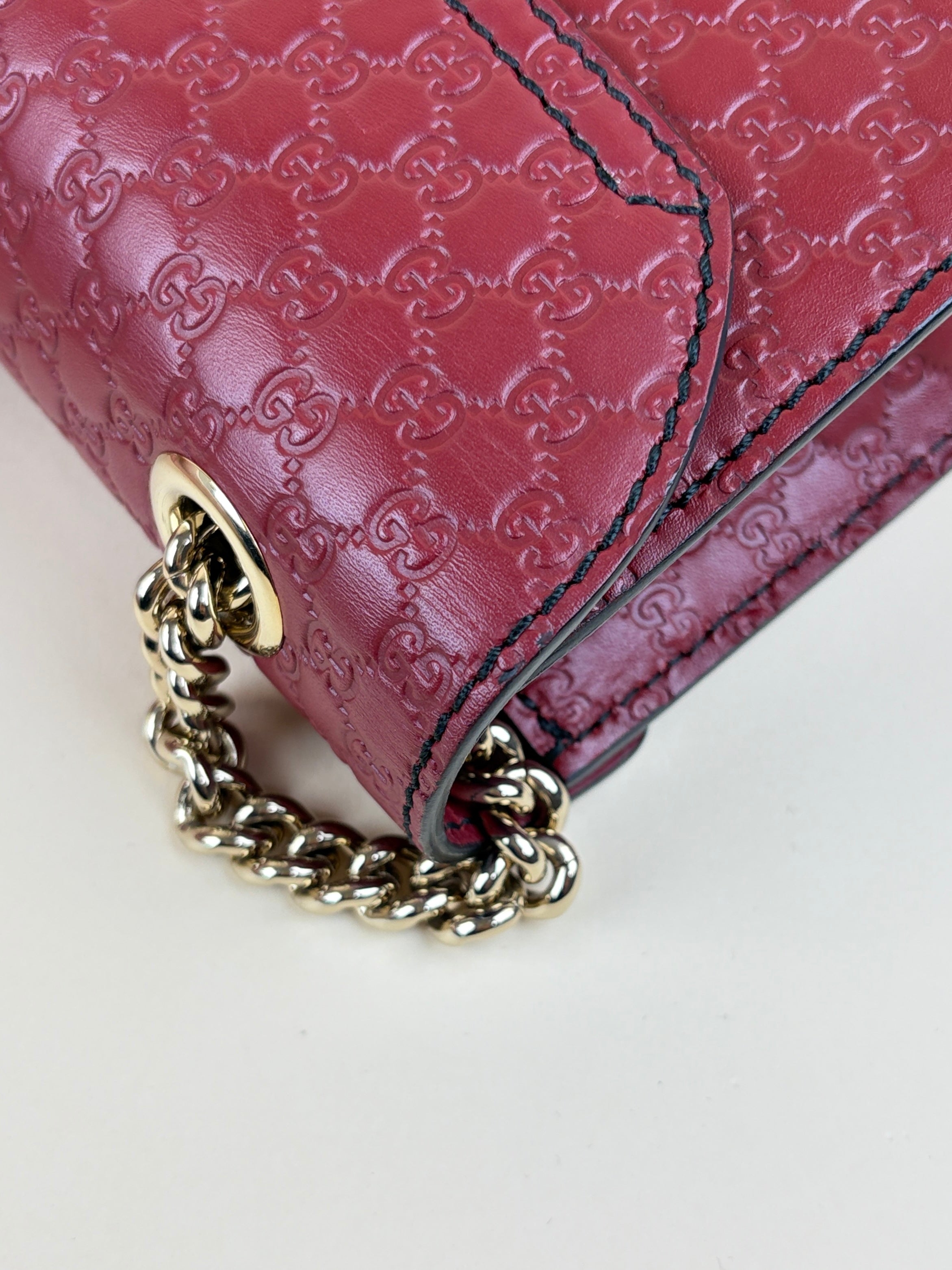 Gucci Rosso Soft Microguccissima Mini Emily Chain Shoulder Bag