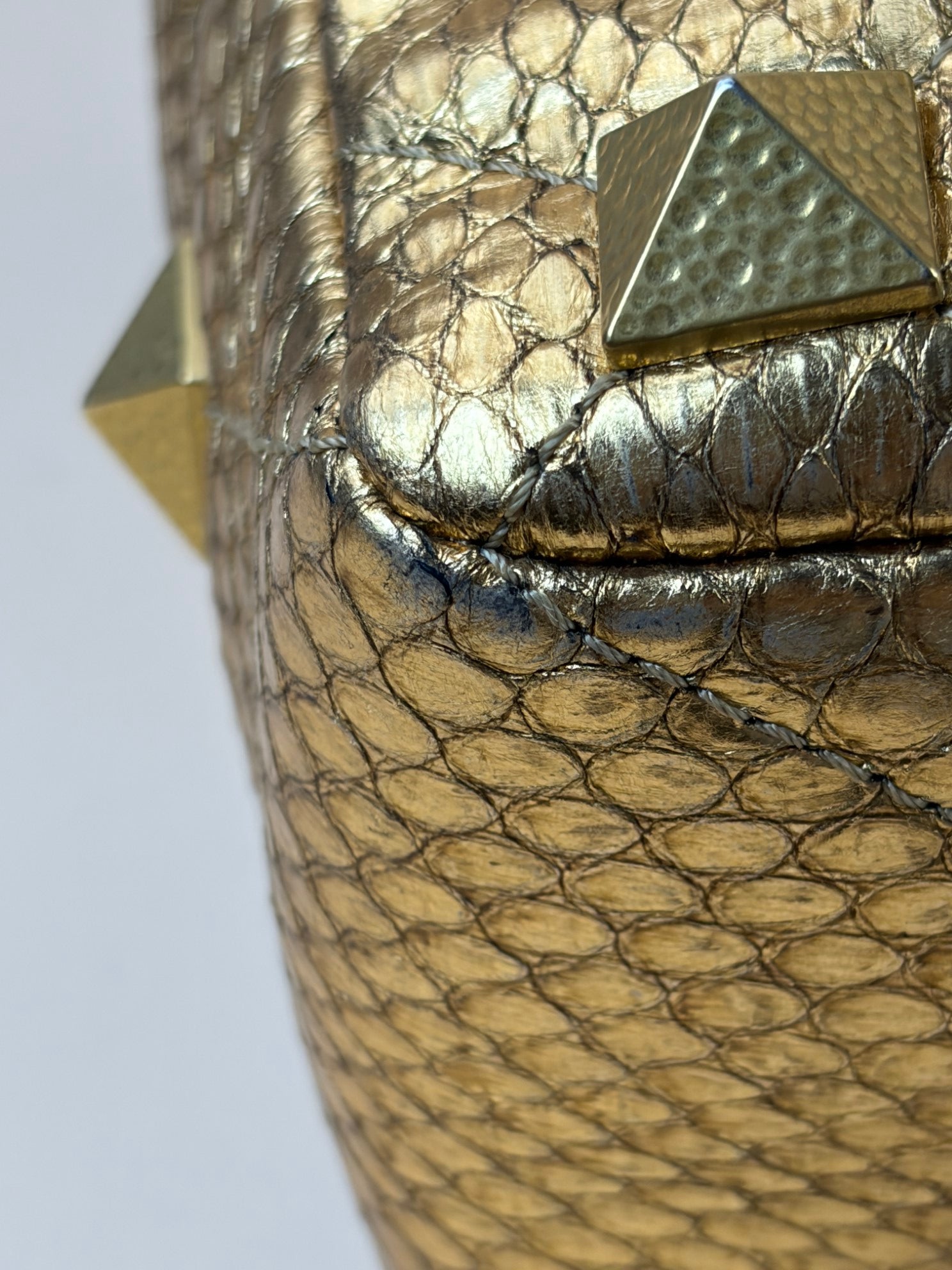 Valentino Metallic Gold Roman Stud The Shoulder Bag Large