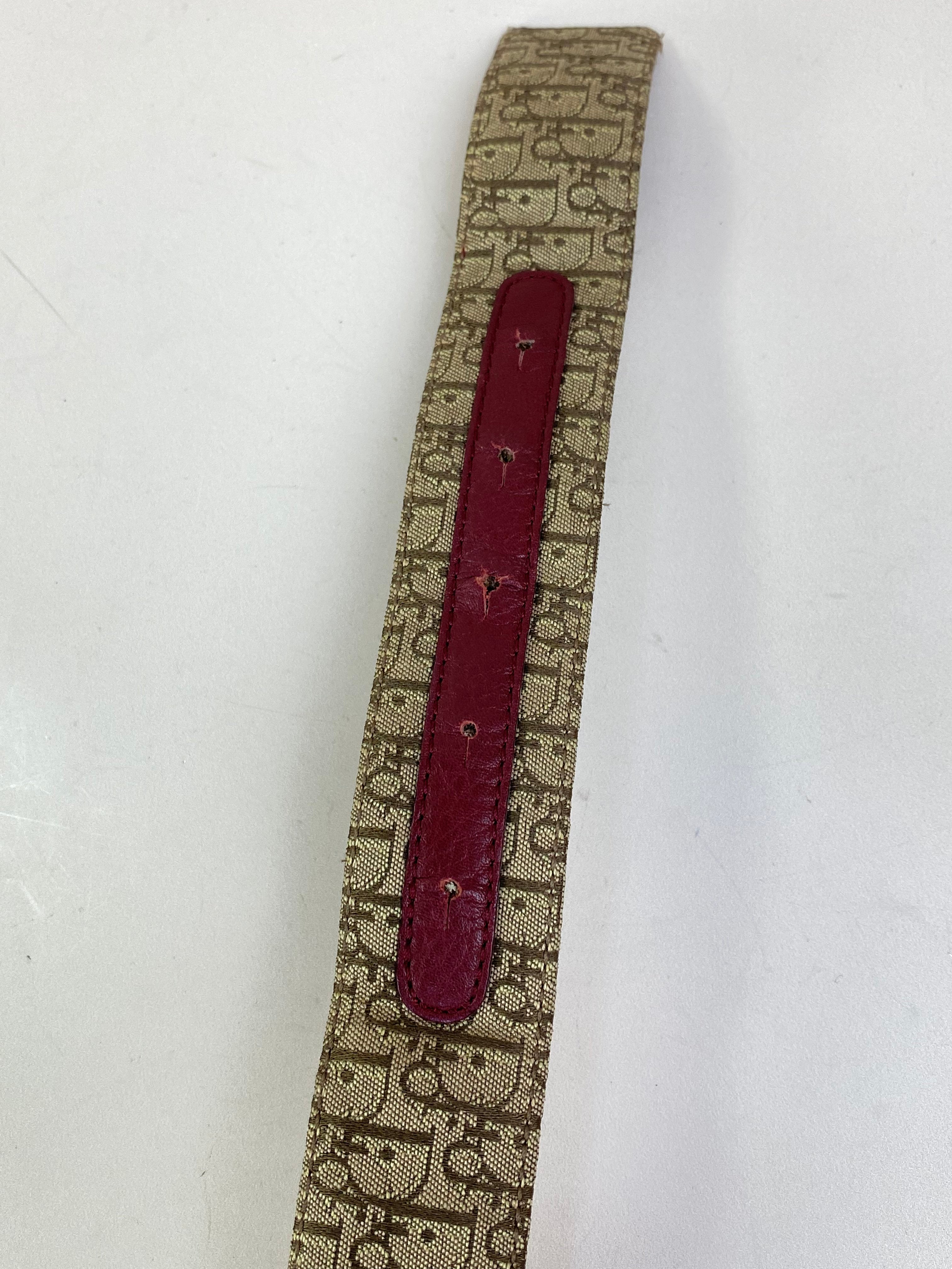 Christian Dior Monogram Red Logo Buckle Reversible Belt