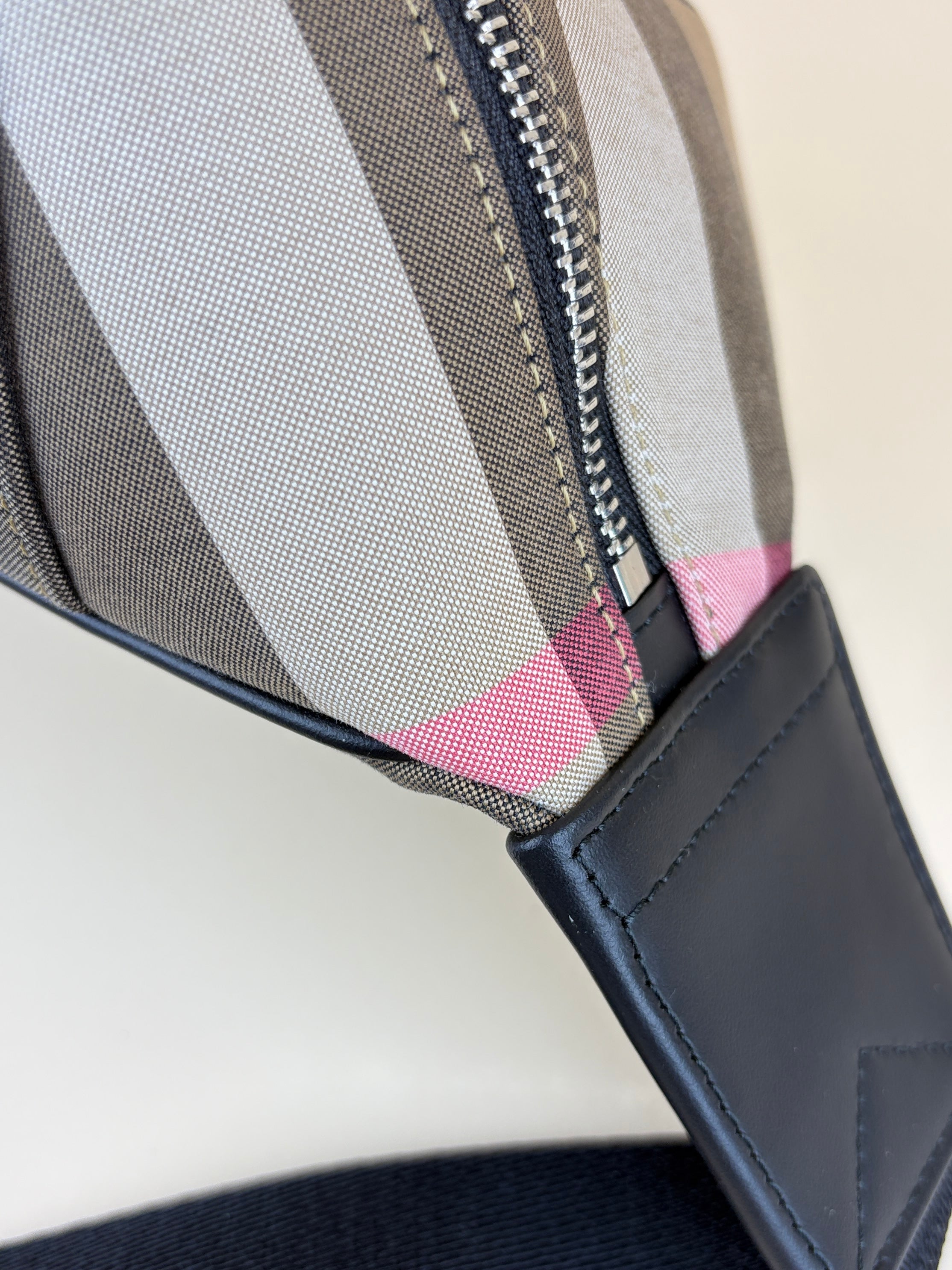 Burberry Taupe Brown IP Check Sonny Bum Bag