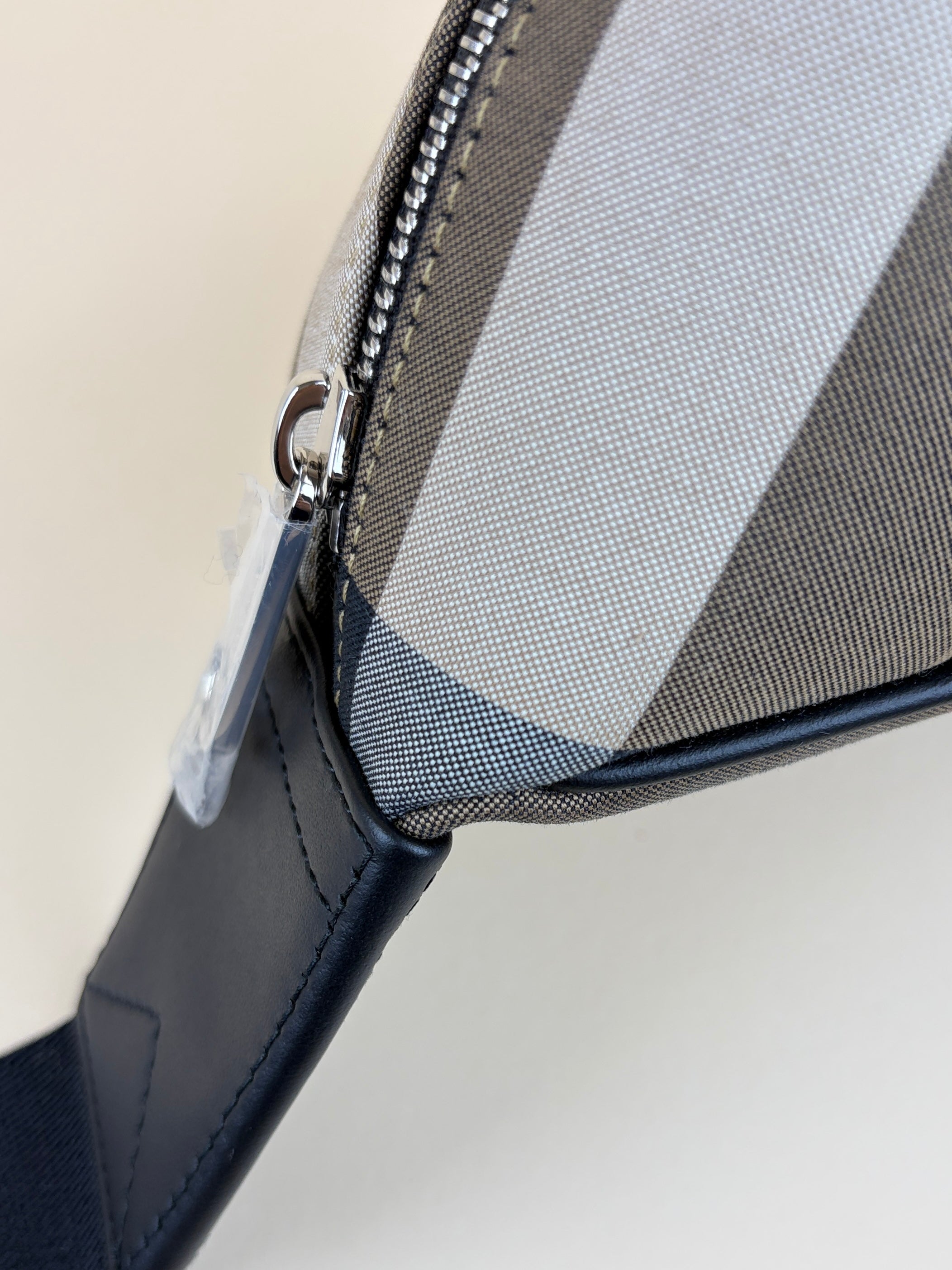 Burberry Taupe Brown IP Check Sonny Bum Bag
