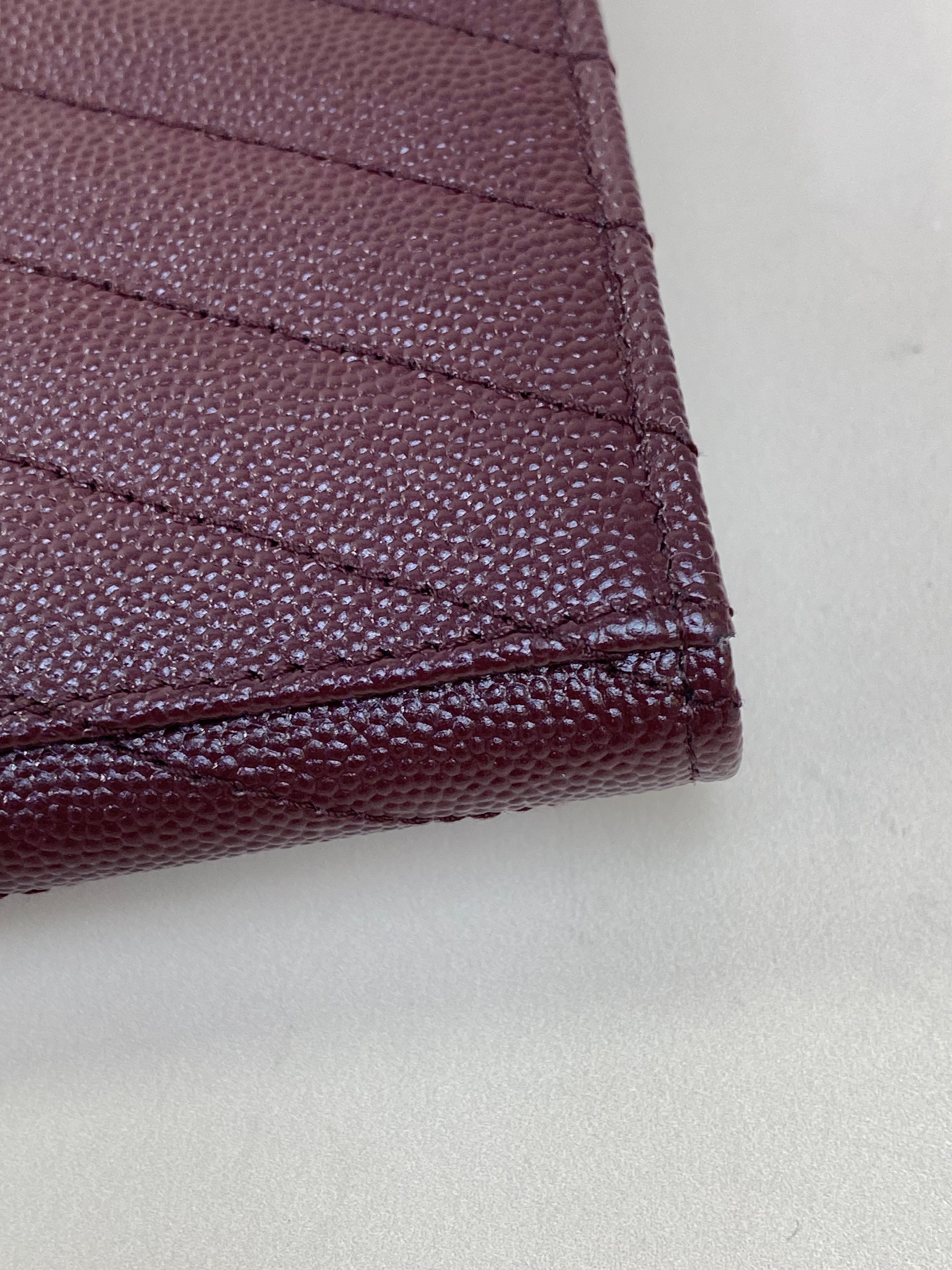 YSL Burgundy Matelasse Cassandre Flap Pouch with Holder