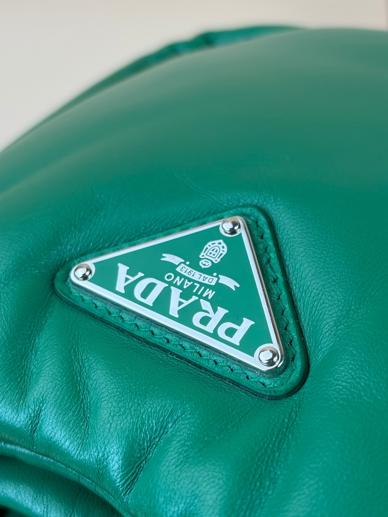 PRADA green Nappa soft small, padded tote bag