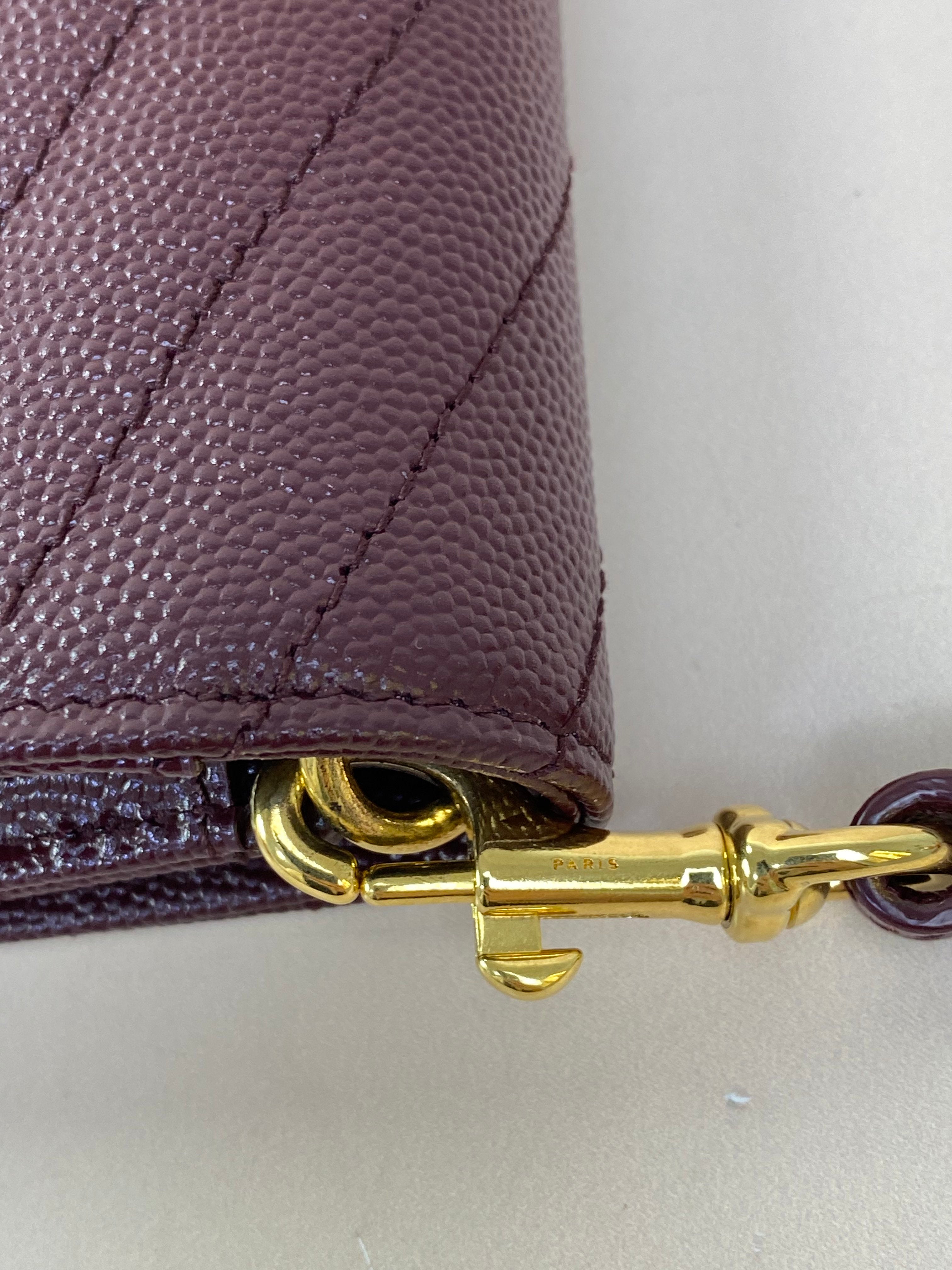 YSL Burgundy Matelasse Cassandre Flap Pouch with Holder