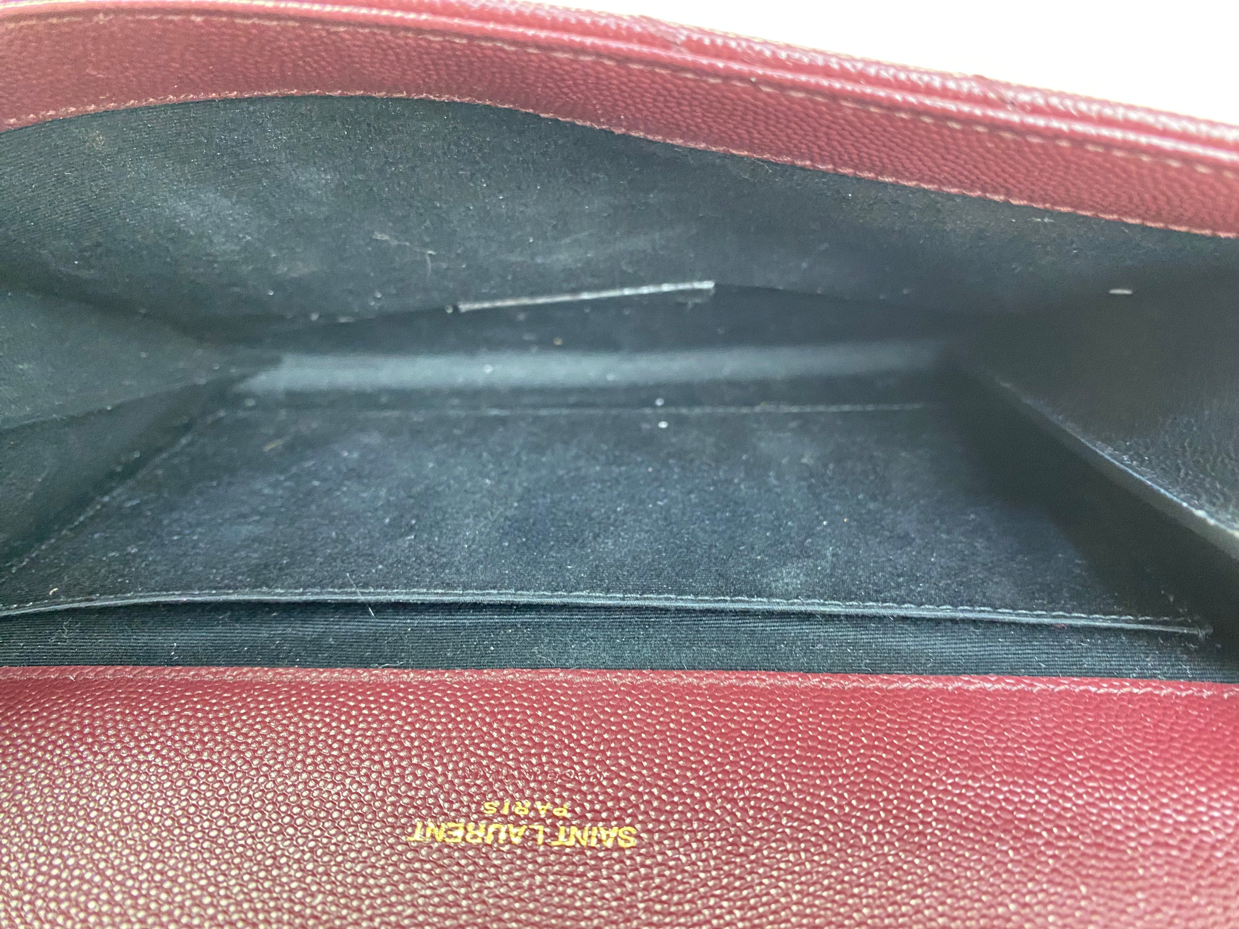 YSL Burgundy Matelasse Cassandre Flap Pouch with Holder