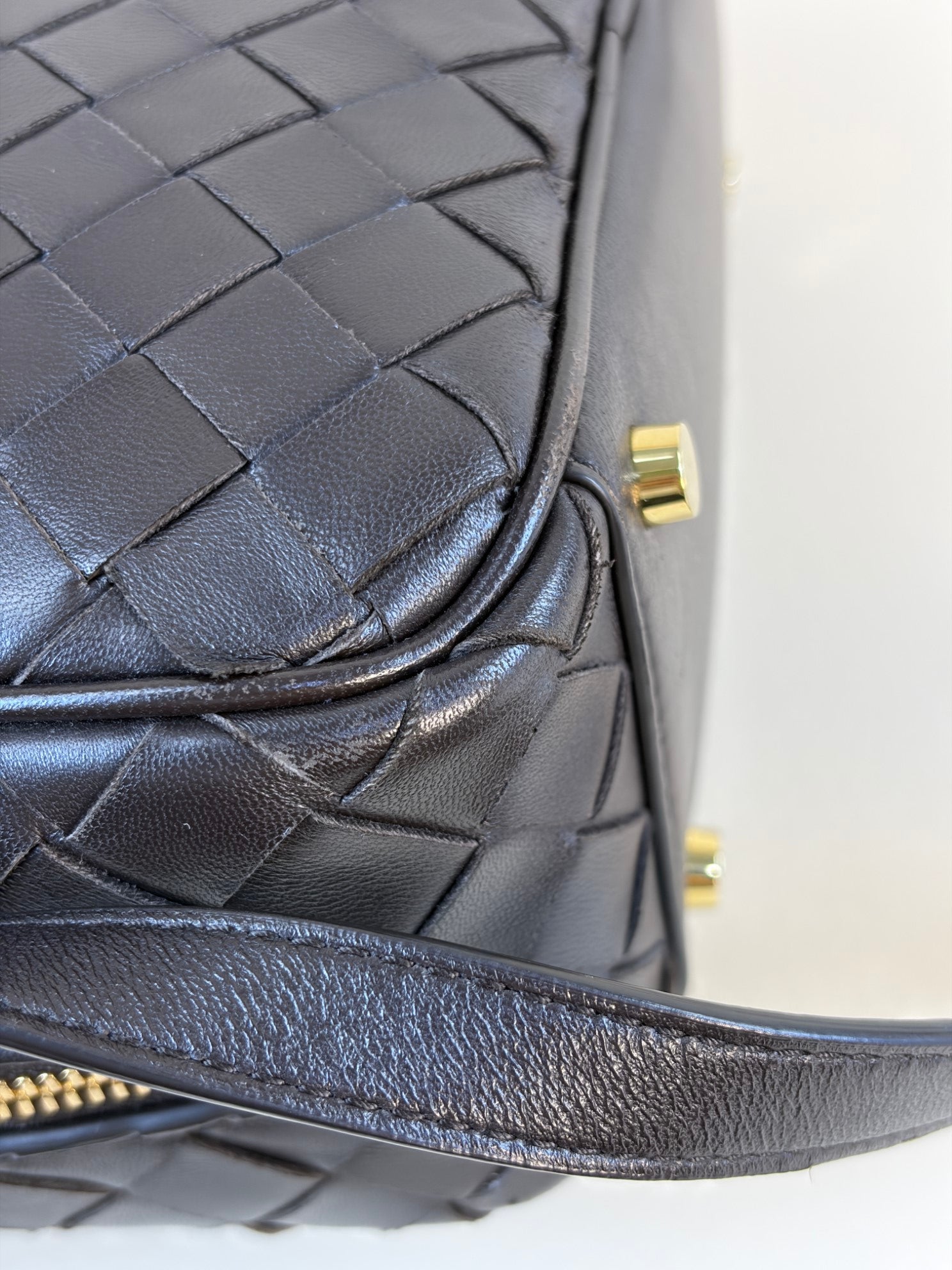 Bottega Veneta brown fondant Intrecciato woven Nappa lather small getaway bag