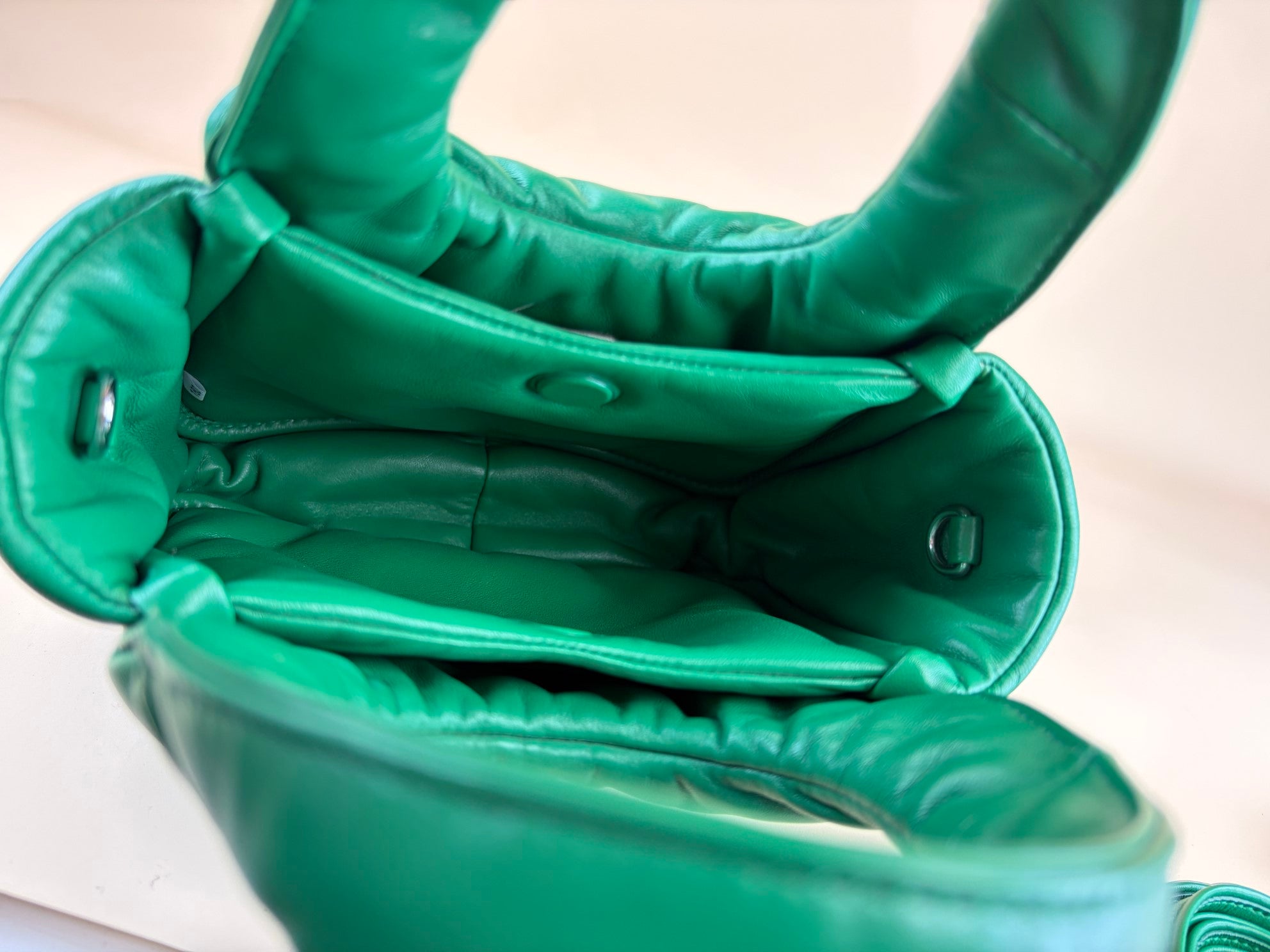 PRADA green Nappa soft small, padded tote bag