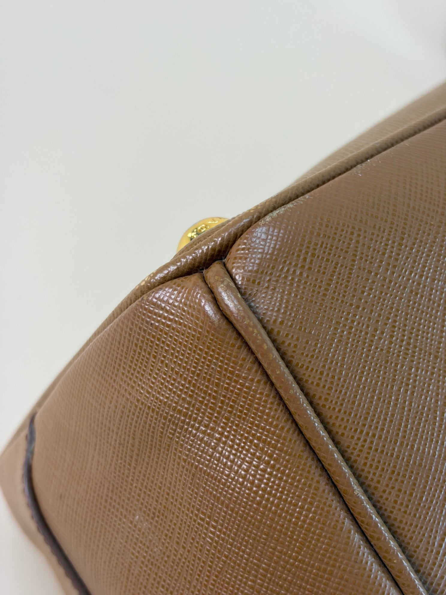 Prada medium double zip camel galleria tote bag saffiano