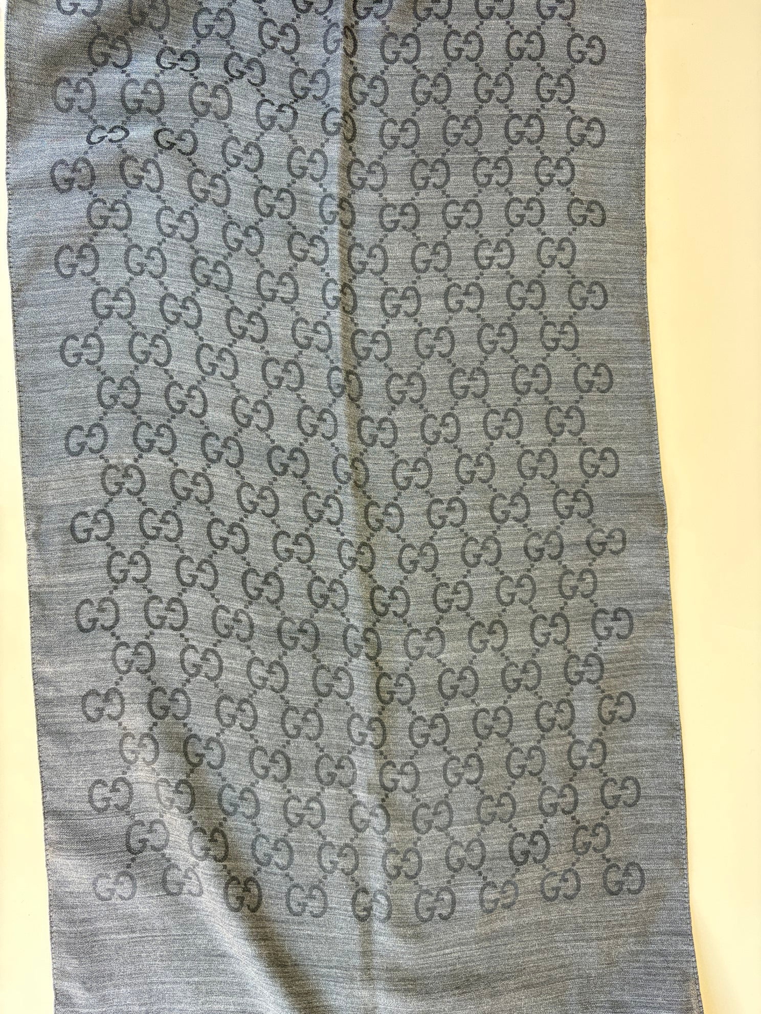 Gucci Black GG monogram silk wool Scarf