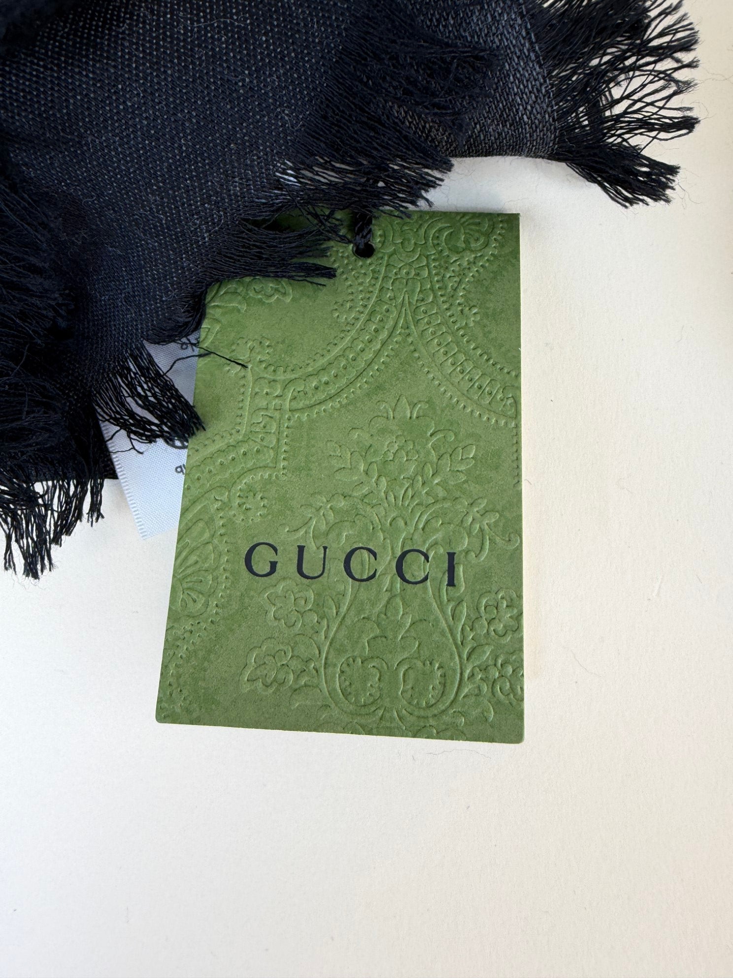 Gucci Black GG monogram silk wool Scarf