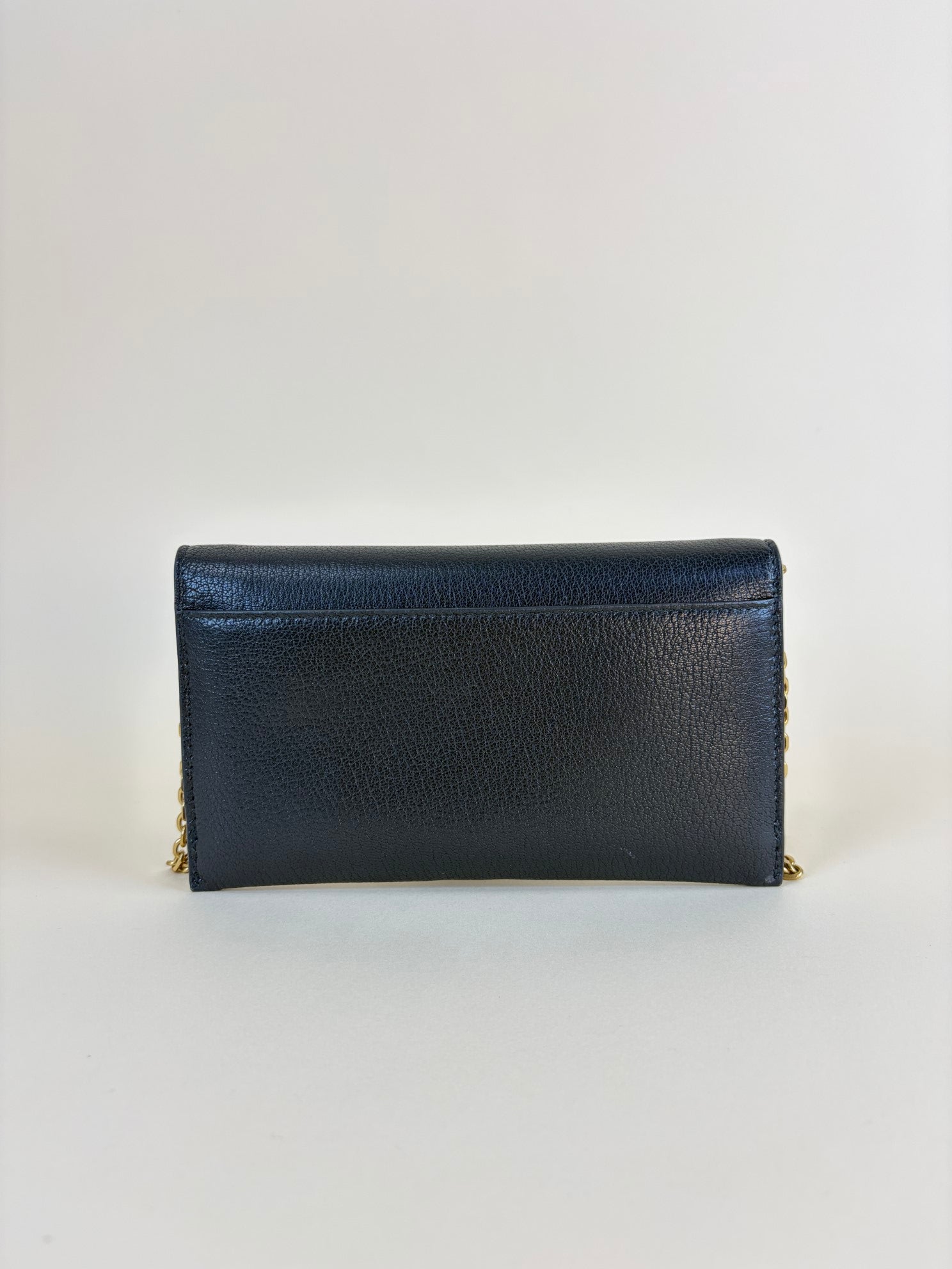 Christian Dior black goatskin saddle pouch with chain