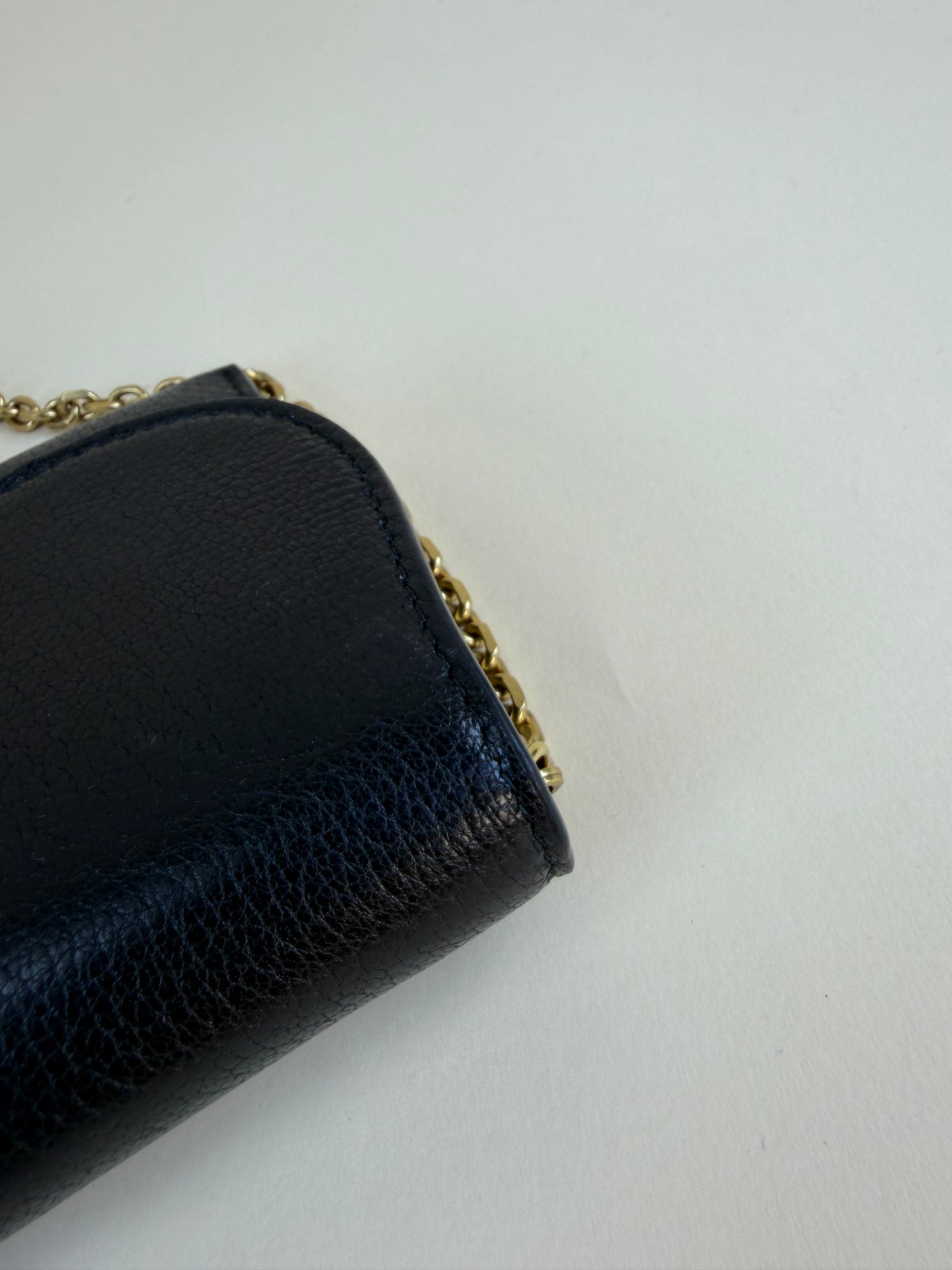 Christian Dior black goatskin saddle pouch with chain