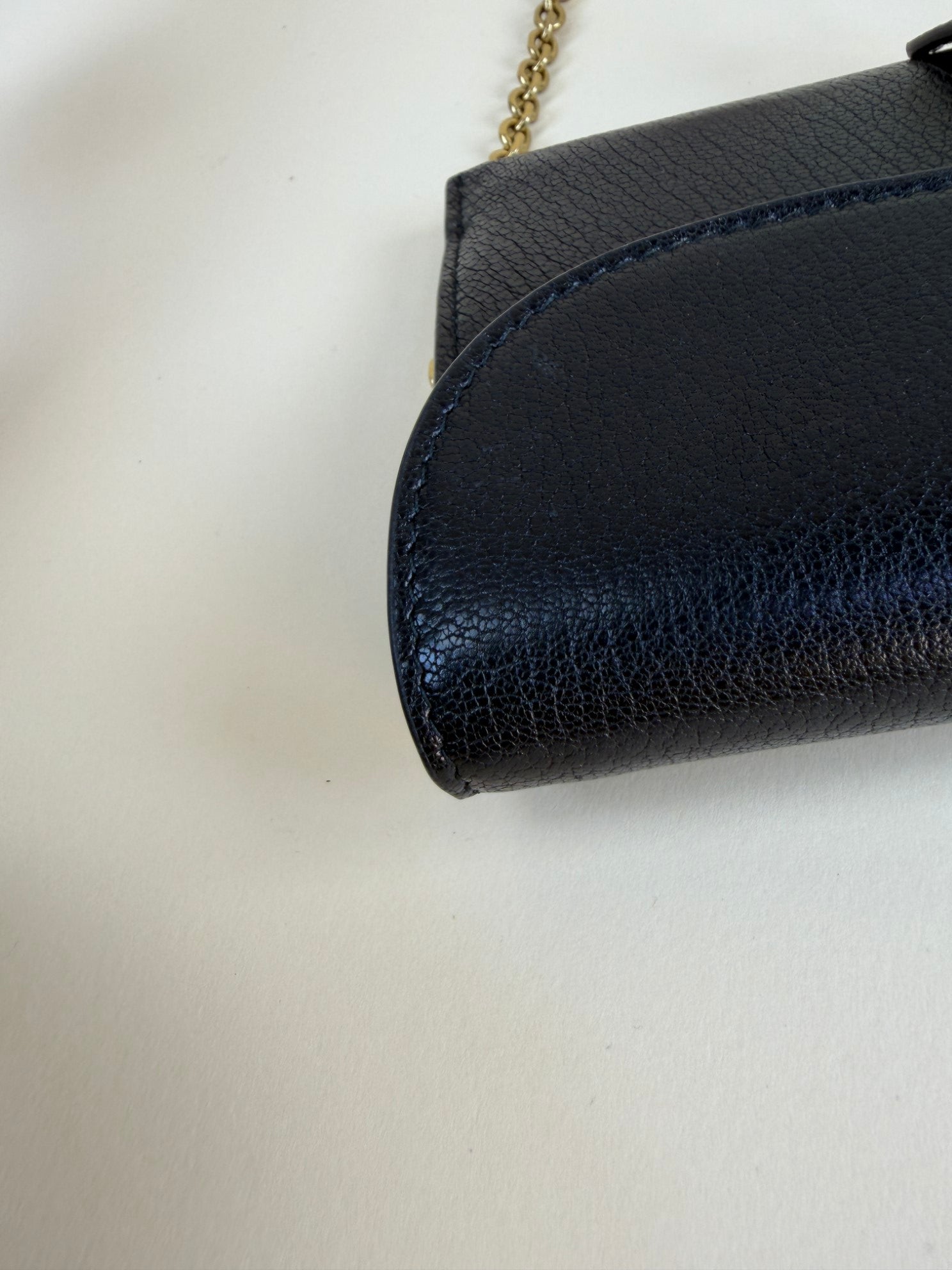 Christian Dior black goatskin saddle pouch with chain