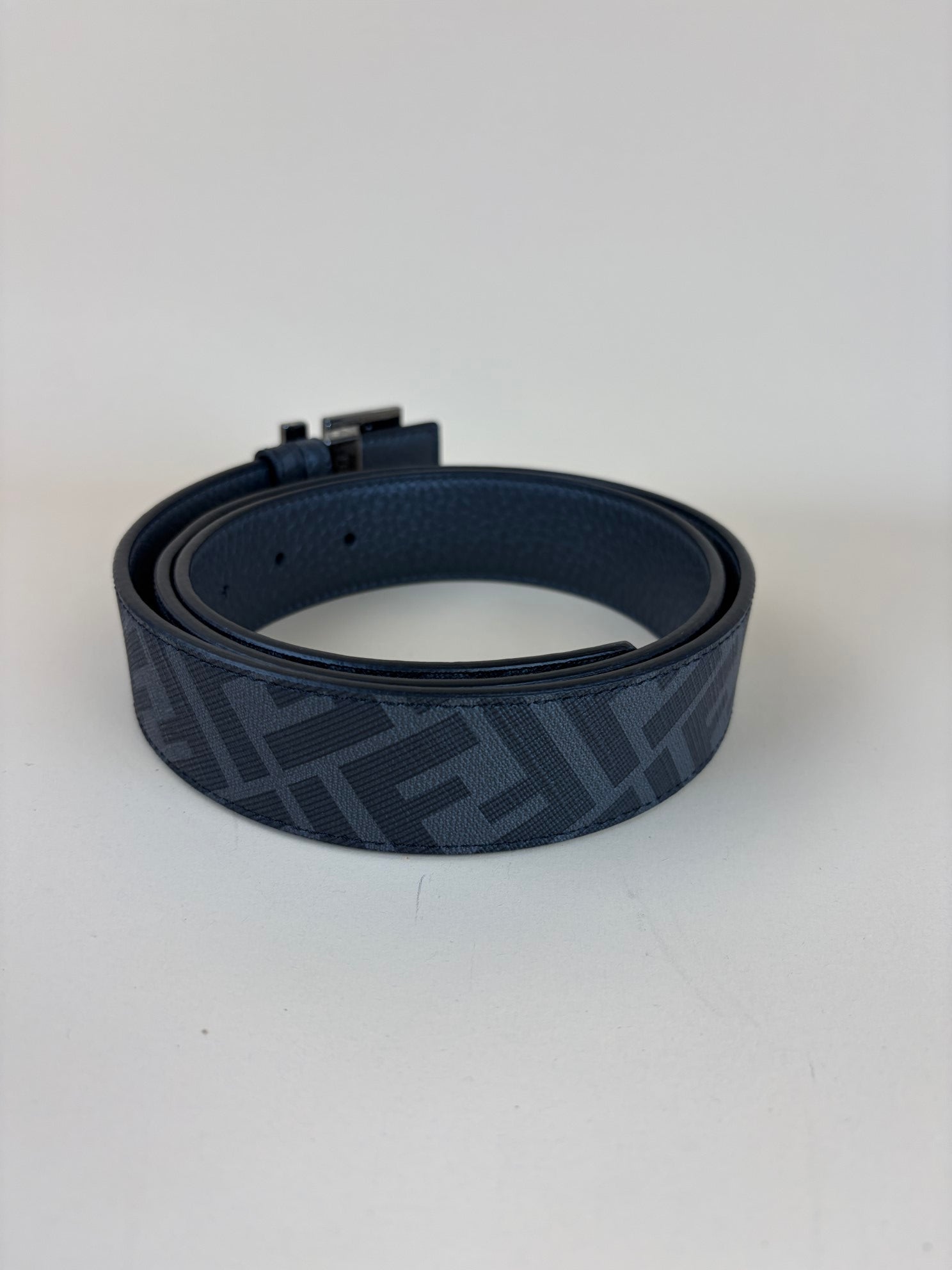 Fendi squared reversible ff gray and black belt