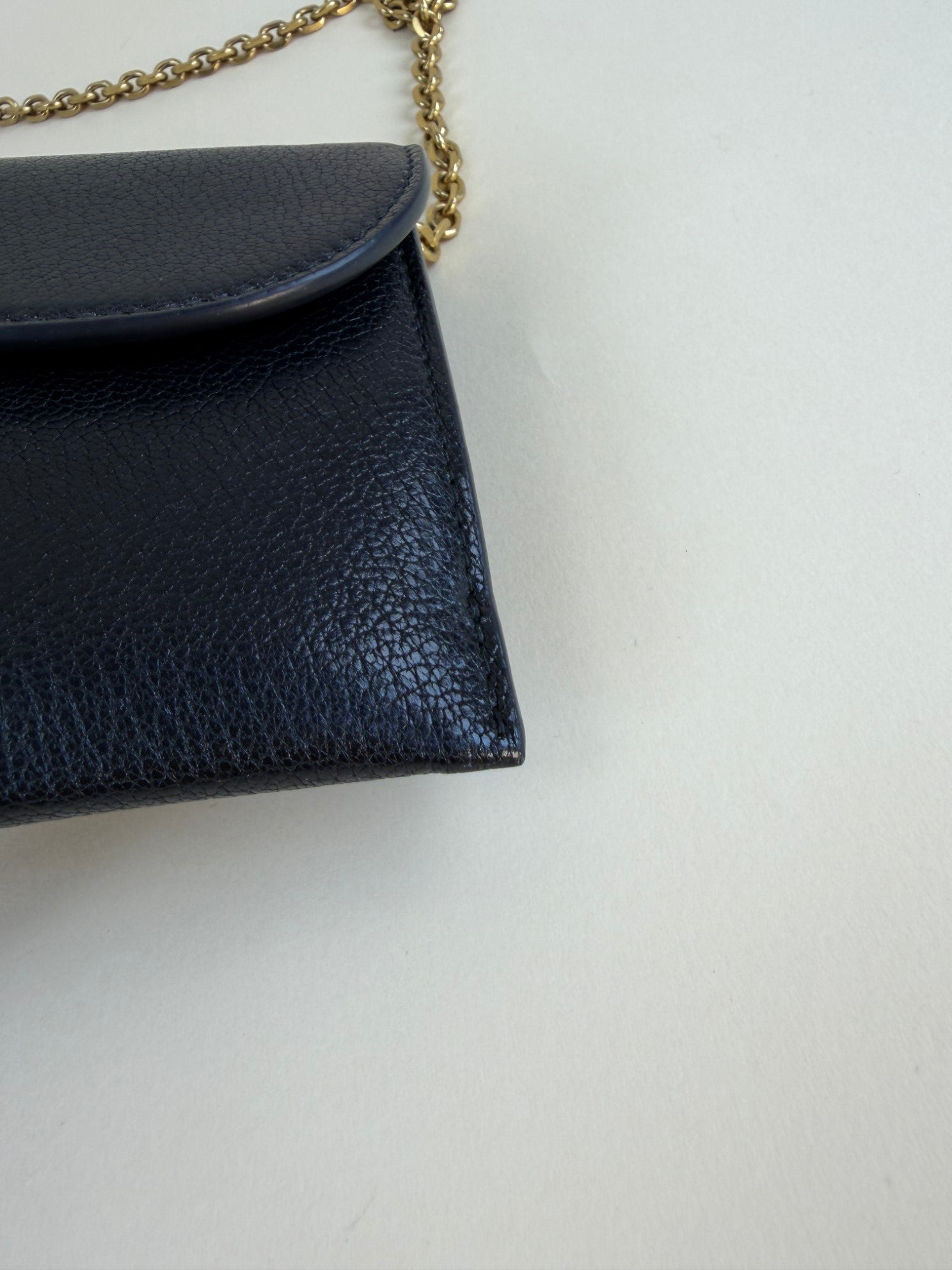 Christian Dior black goatskin saddle pouch with chain