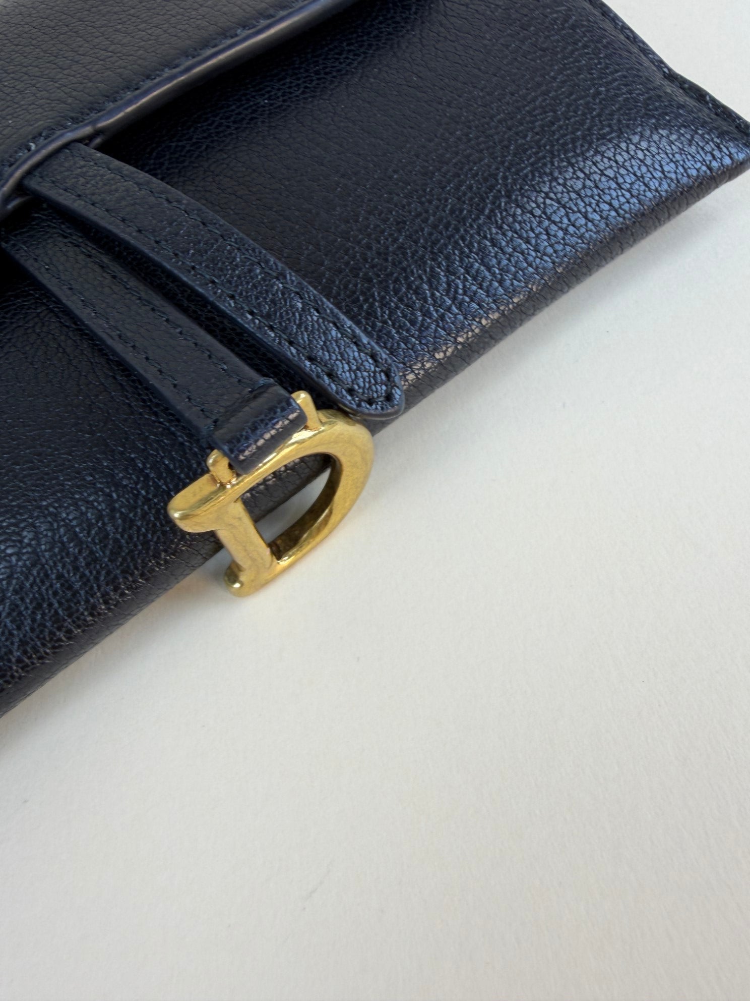 Christian Dior black goatskin saddle pouch with chain