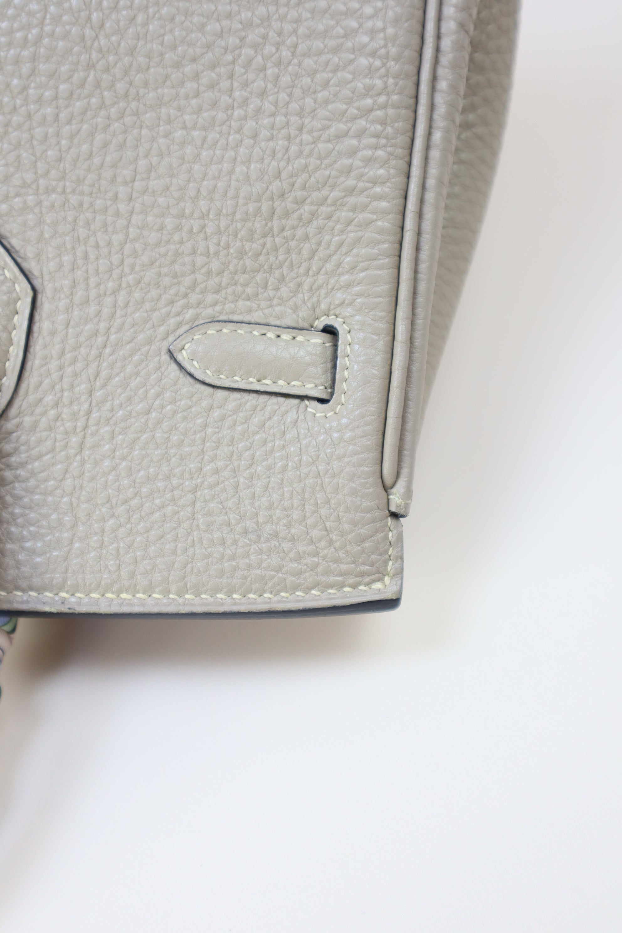 Hermes Gris Tourterelle Birkin 25 Bag with Twilly
