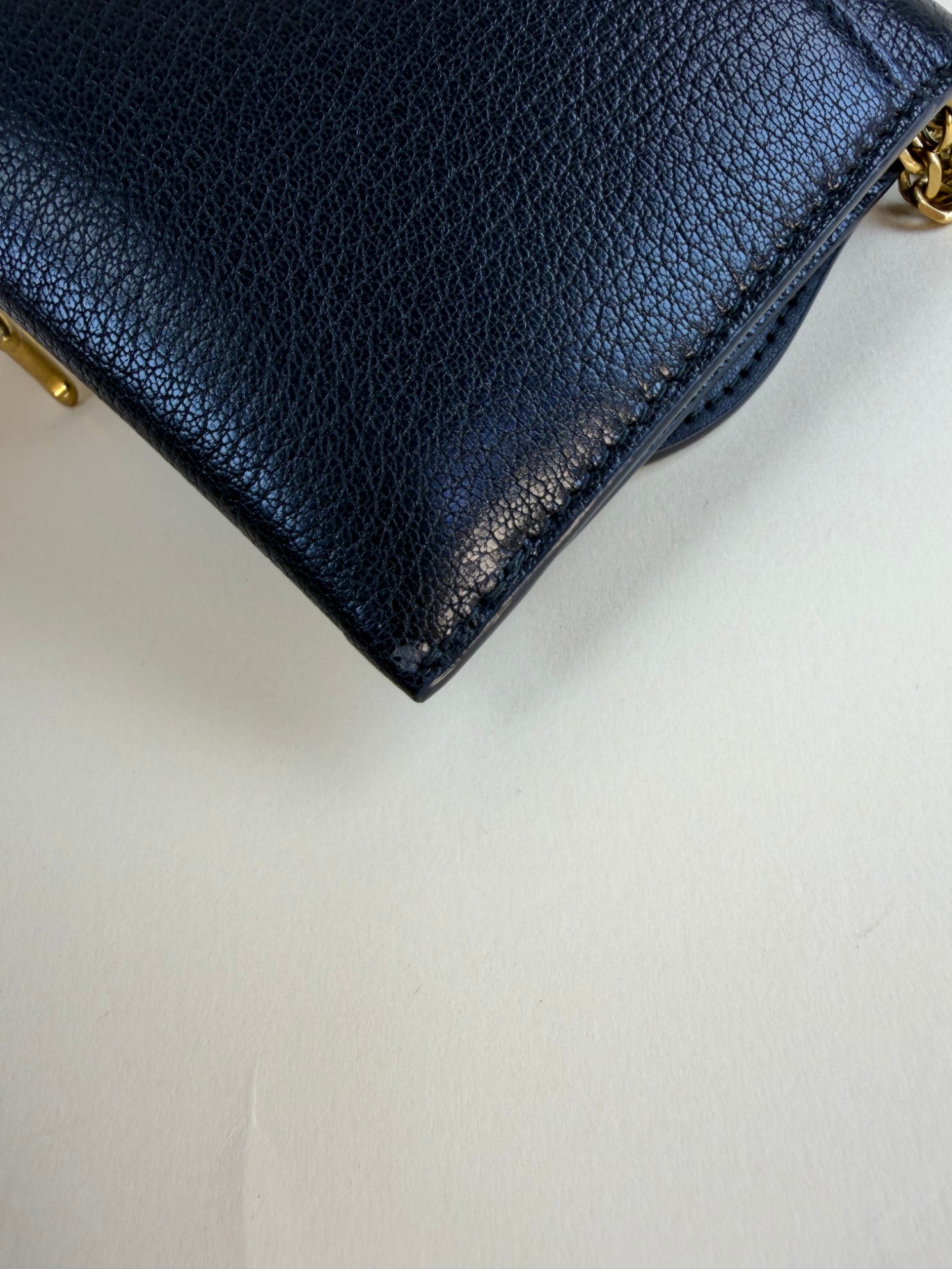 Christian Dior black goatskin saddle pouch with chain