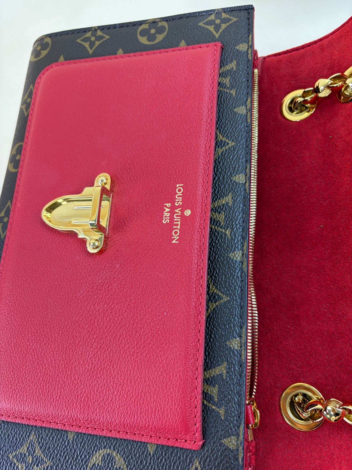 Louis Vuitton Monogram red flap Victoire Bag