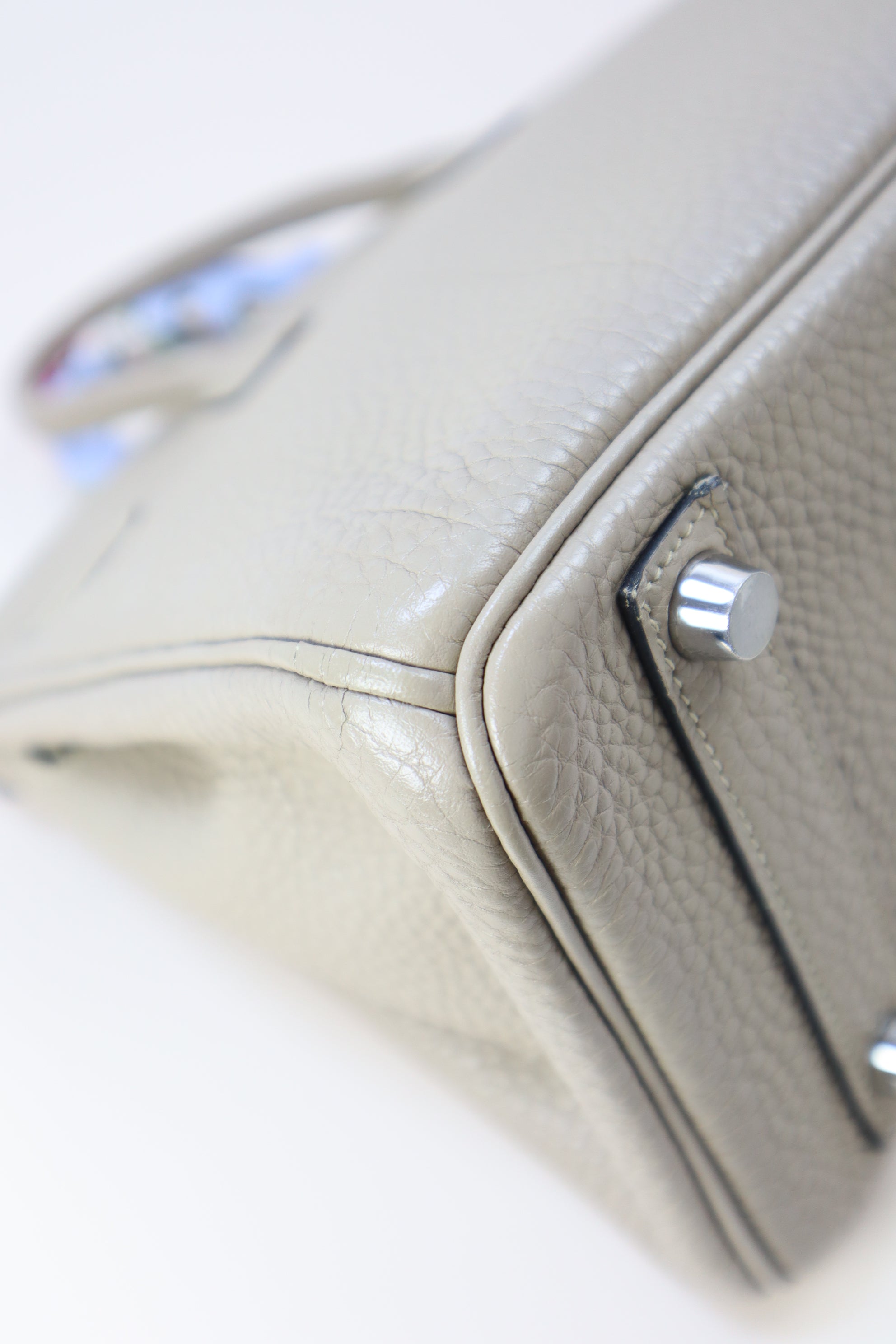 Hermes Gris Tourterelle Birkin 25 Bag with Twilly