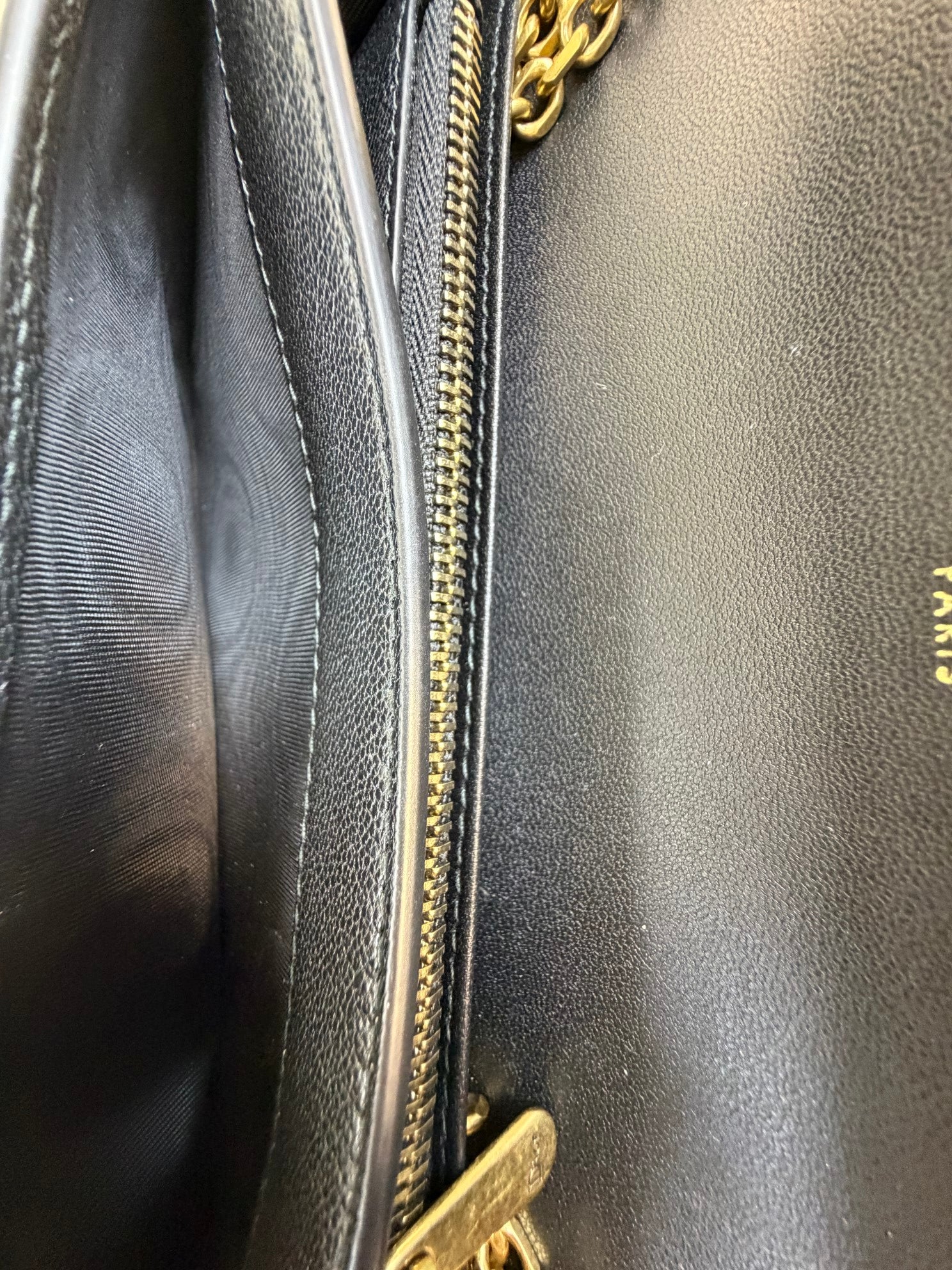 Christian Dior black goatskin saddle pouch with chain