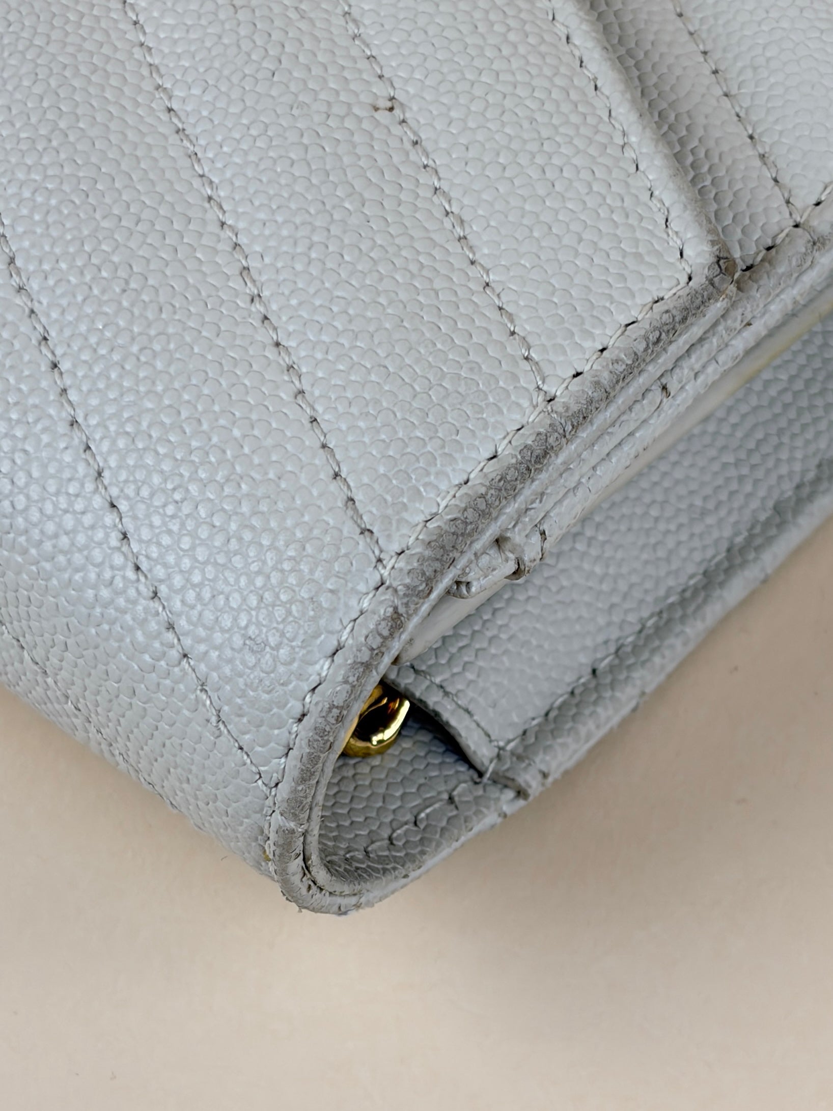 YSL White Classic Cassandre Wallet On Chain