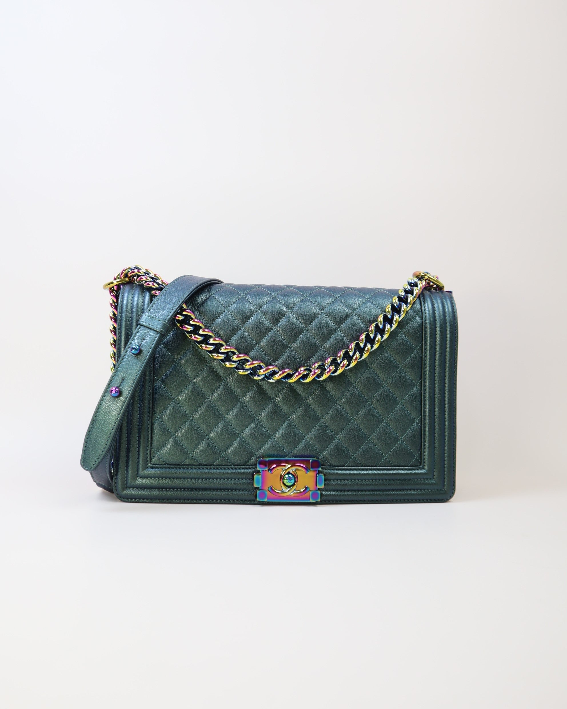 Chanel Green CC Medium Boy Flap Bag