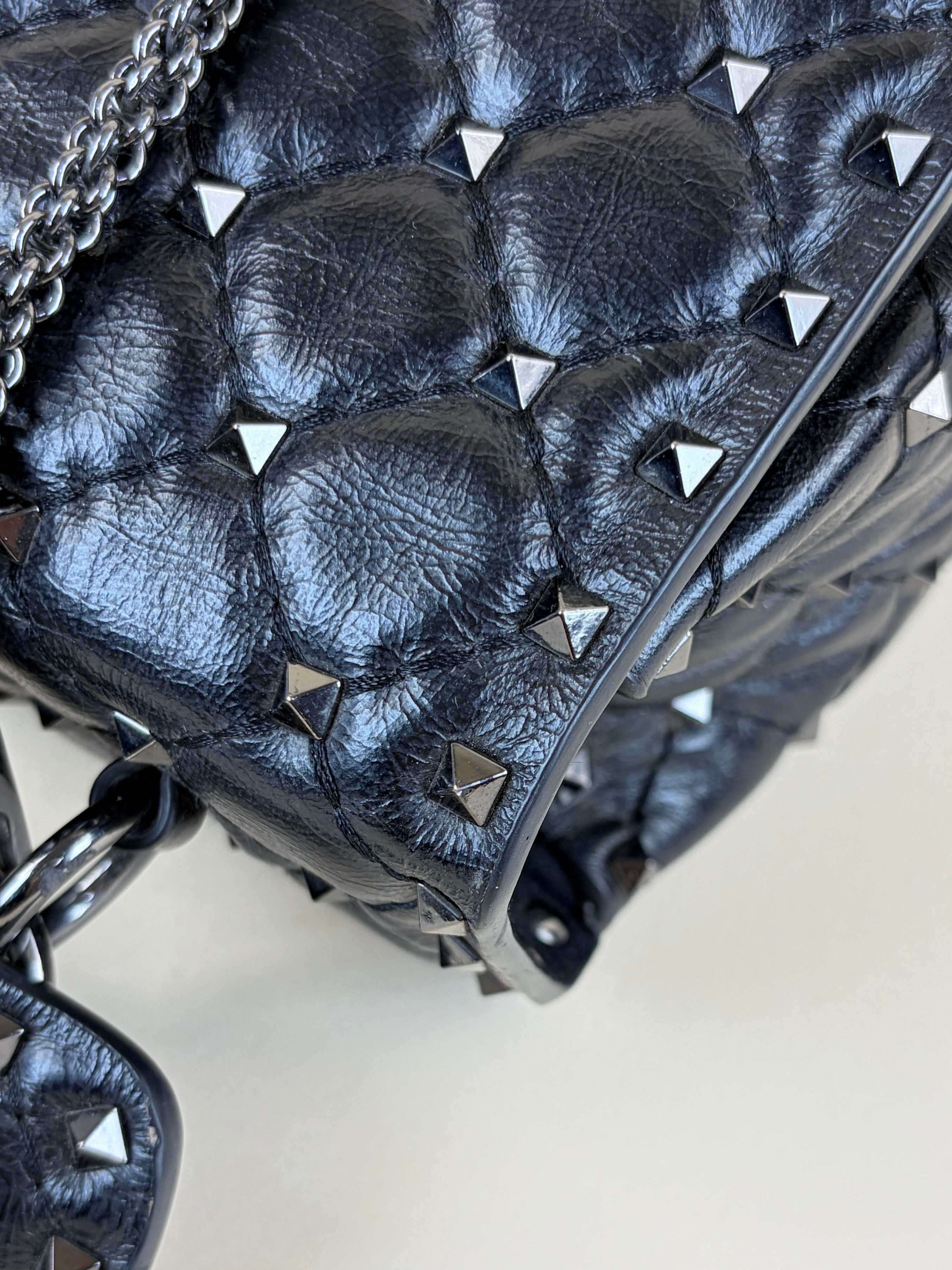 Valentino Black Spike Stud Large Shoulder Bag