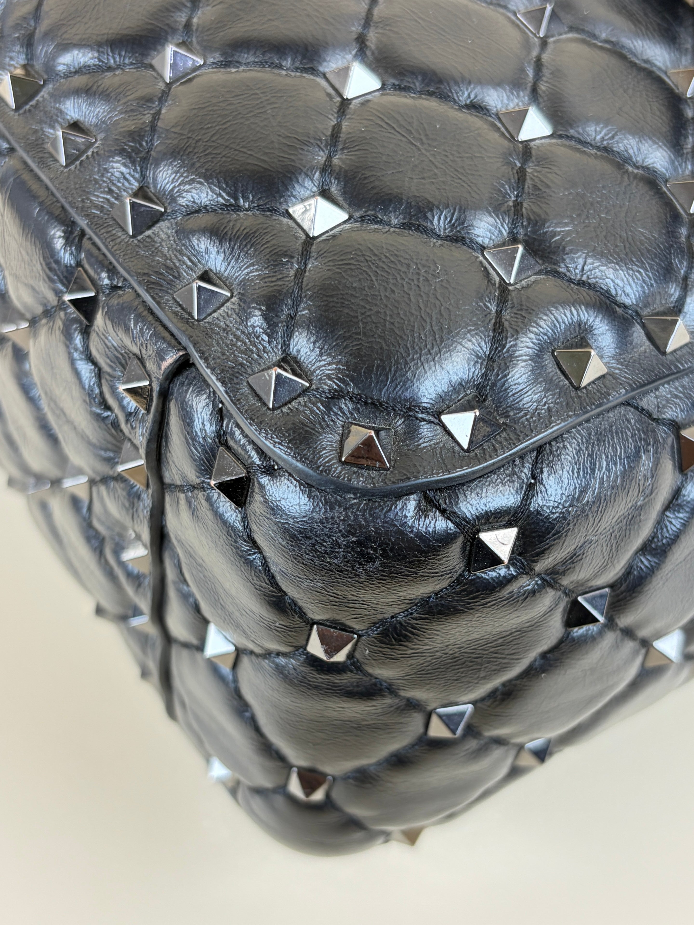 Valentino Black Spike Stud Large Shoulder Bag