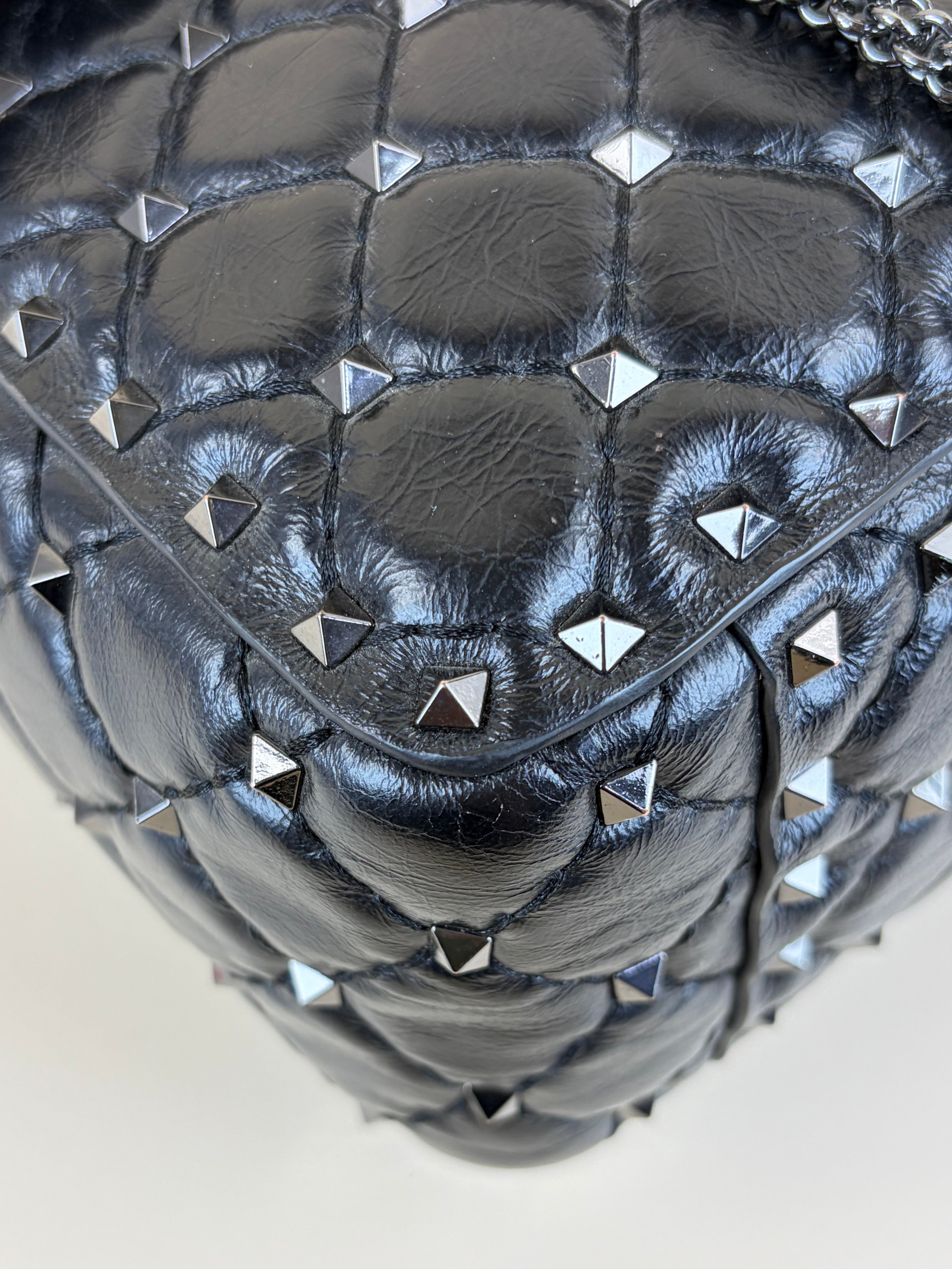 Valentino Black Spike Stud Large Shoulder Bag