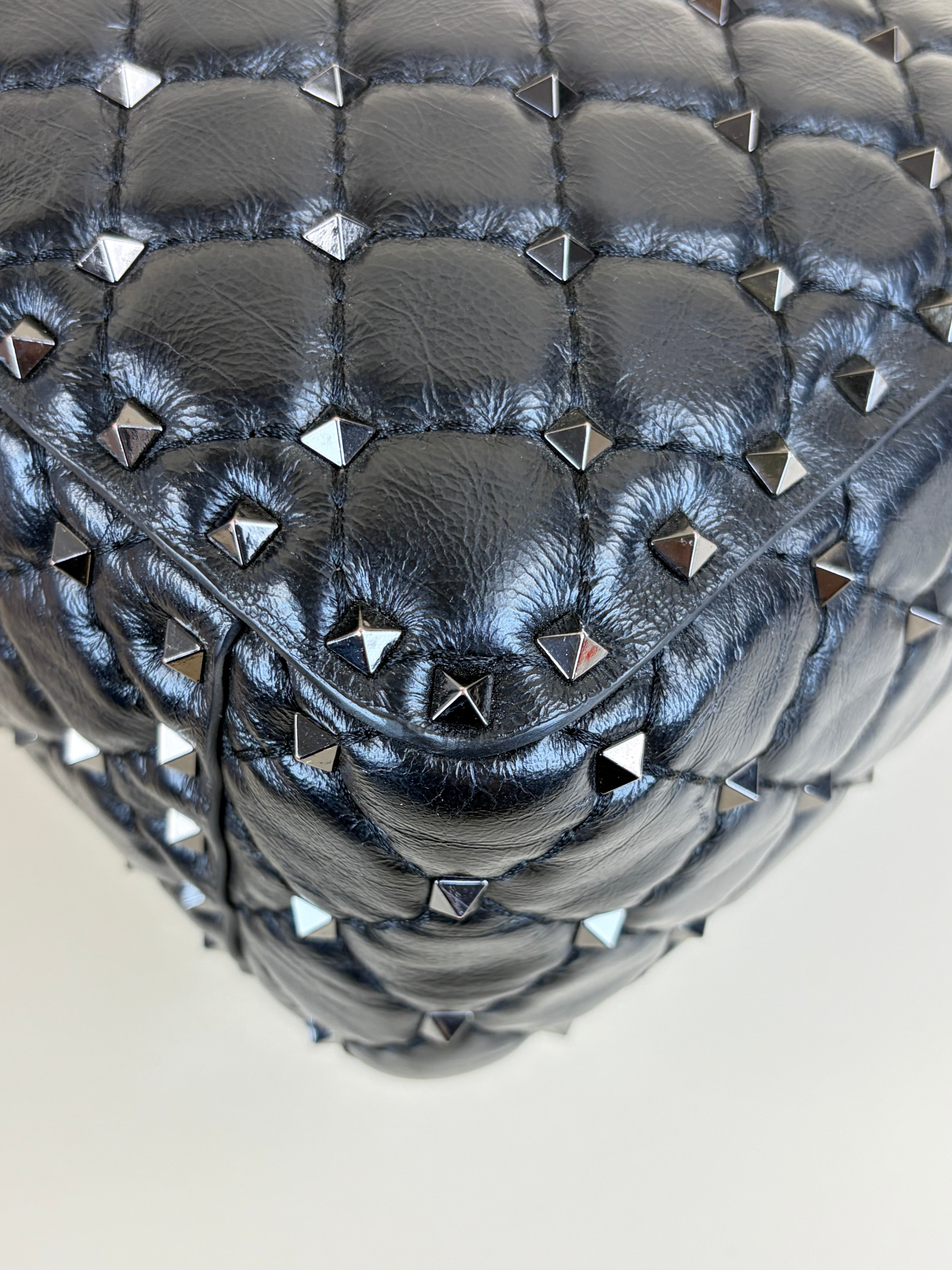 Valentino Black Spike Stud Large Shoulder Bag