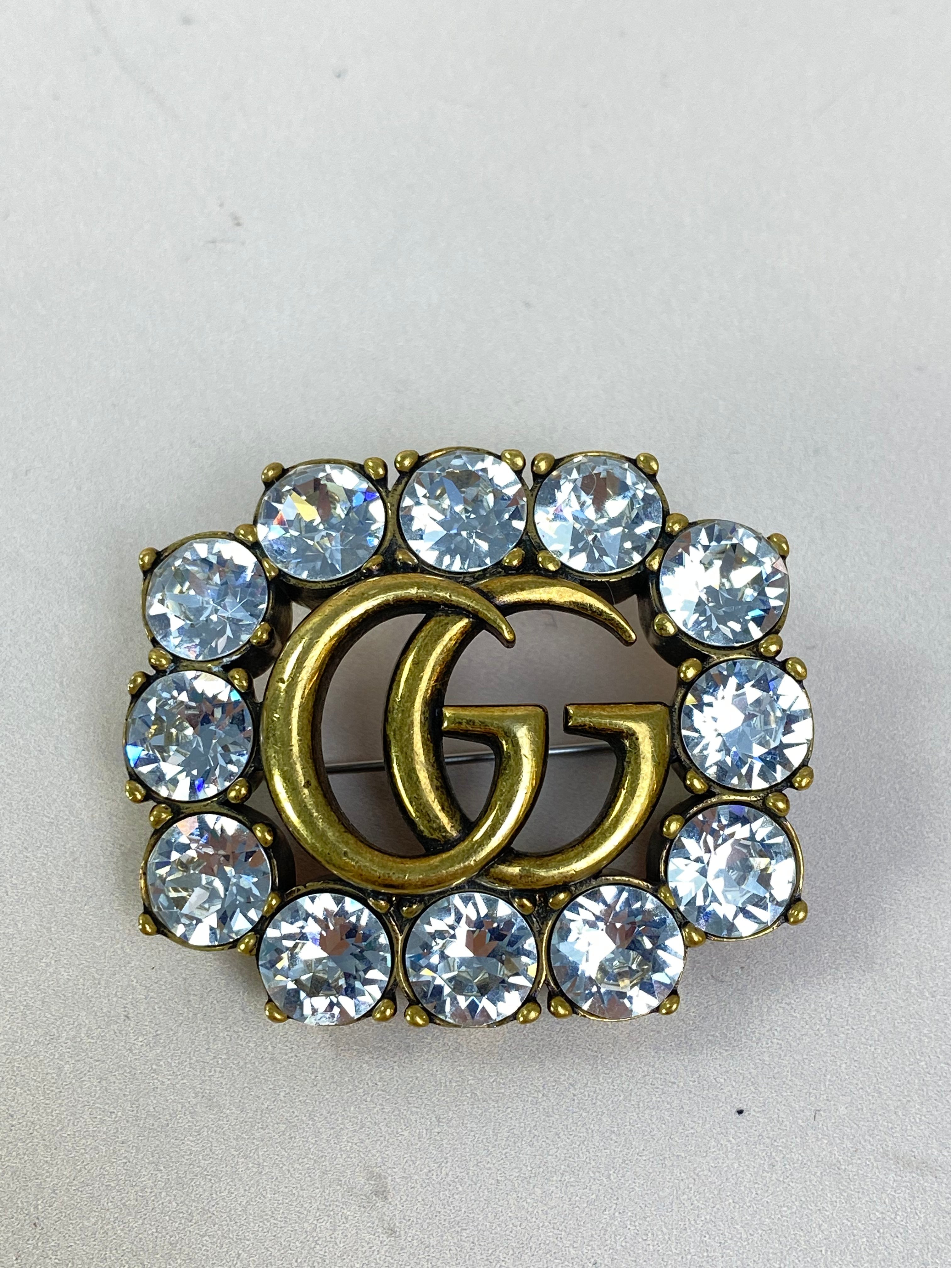 Gucci Gold GG & Crystals Brooch-Brooch-Chanel-The Closet Egypt