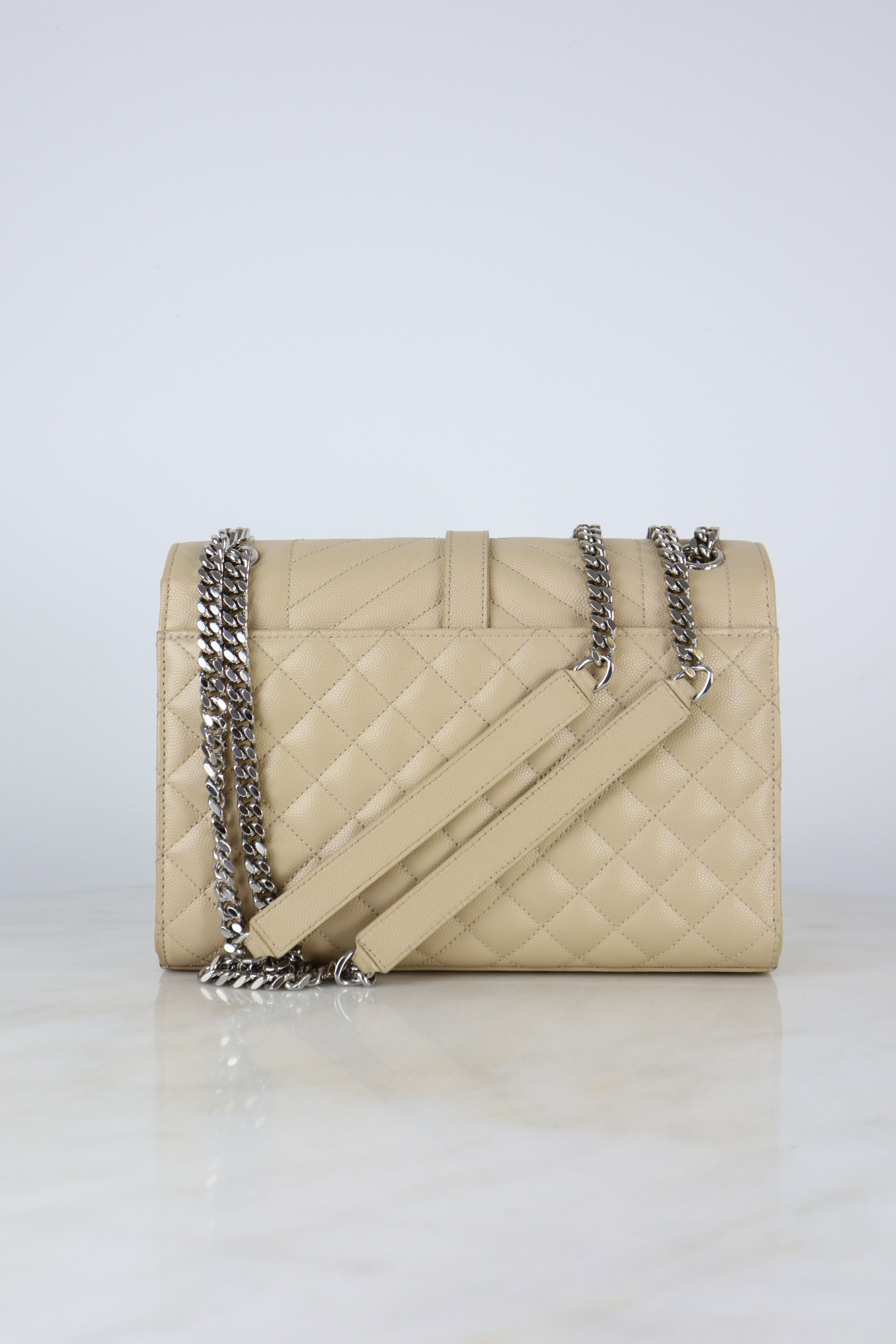 YSL Beige Envelope Medium Crossbody Bag