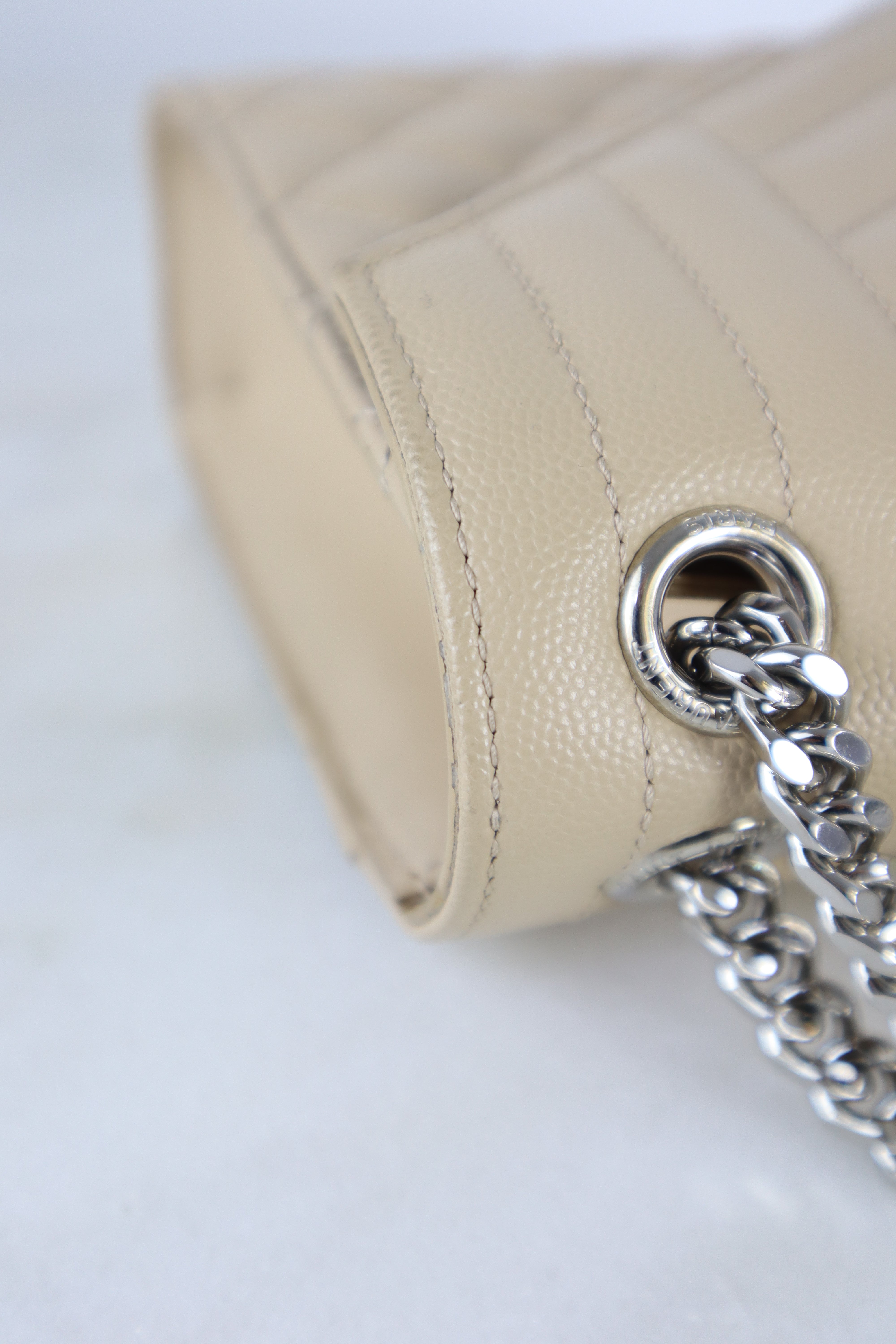 YSL Beige Envelope Medium Crossbody Bag
