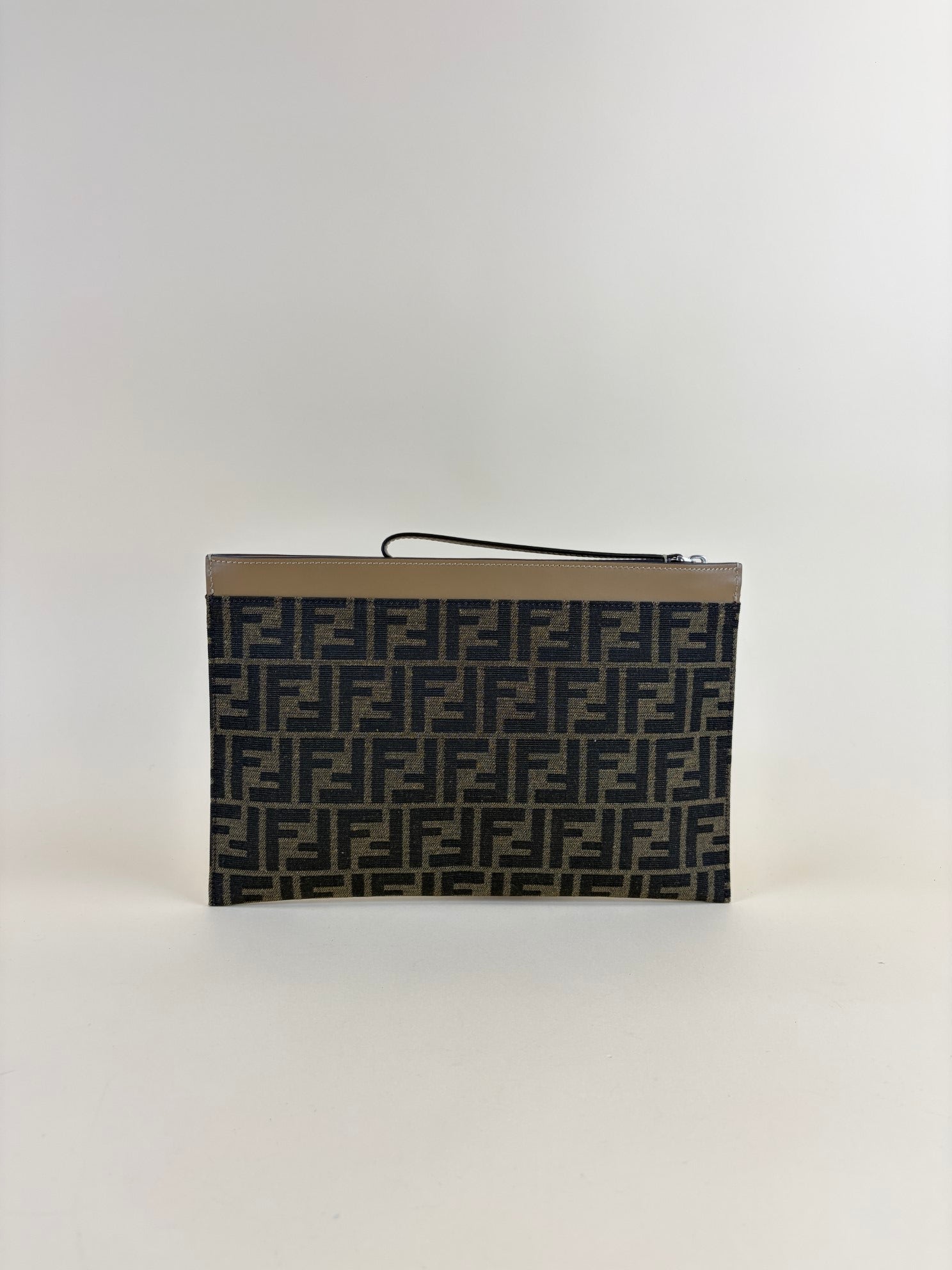 Fendi Brown FF Jacquard Flat Medium Pouch