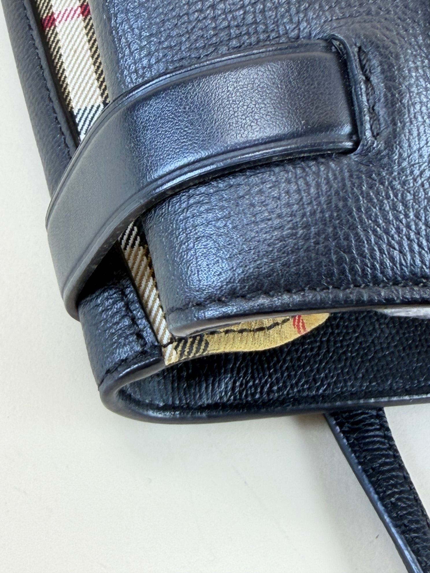 Burberry Black Small Banner House Check Tote Bag with Strap