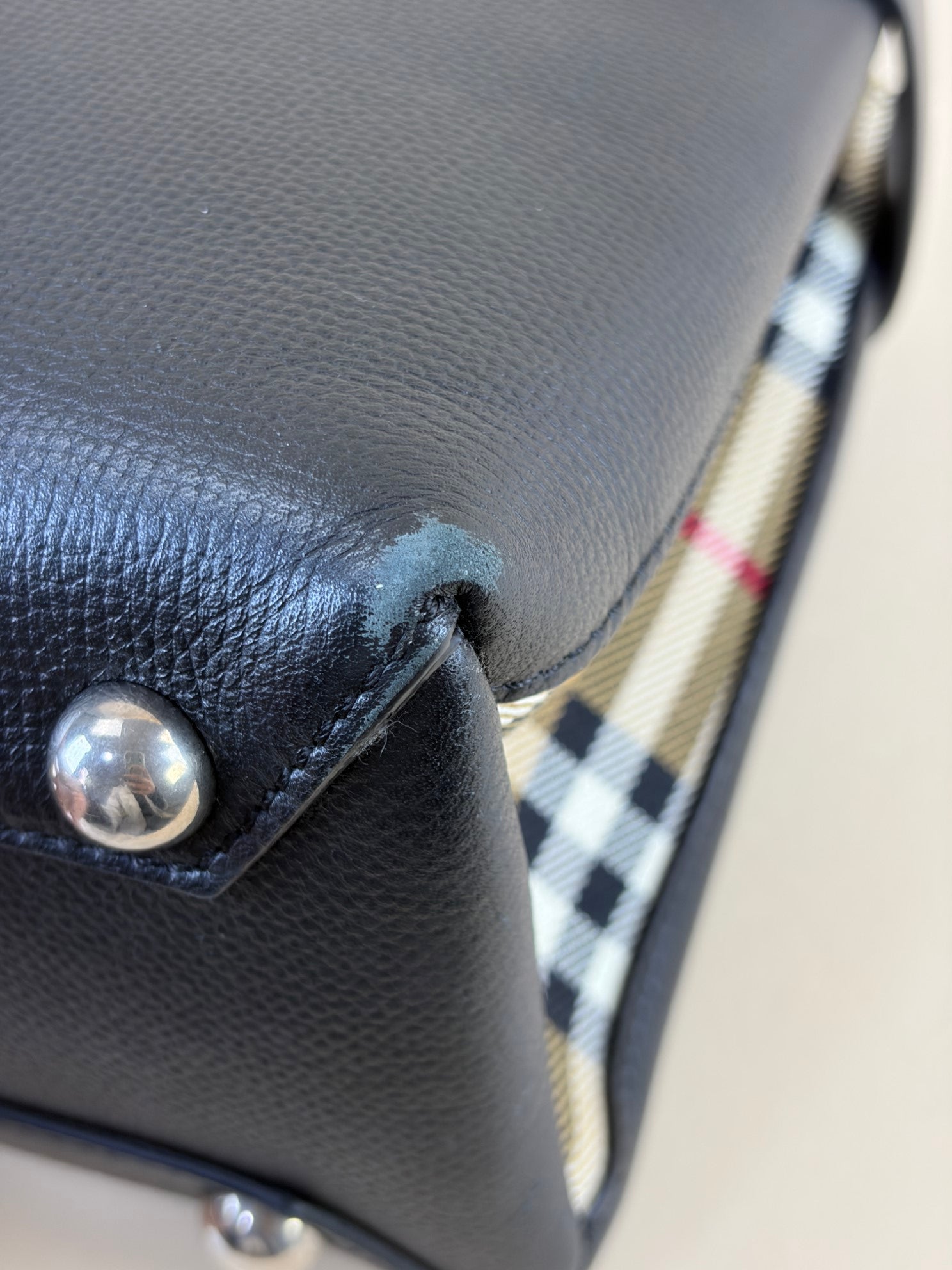 Burberry Black Small Banner House Check Tote Bag with Strap