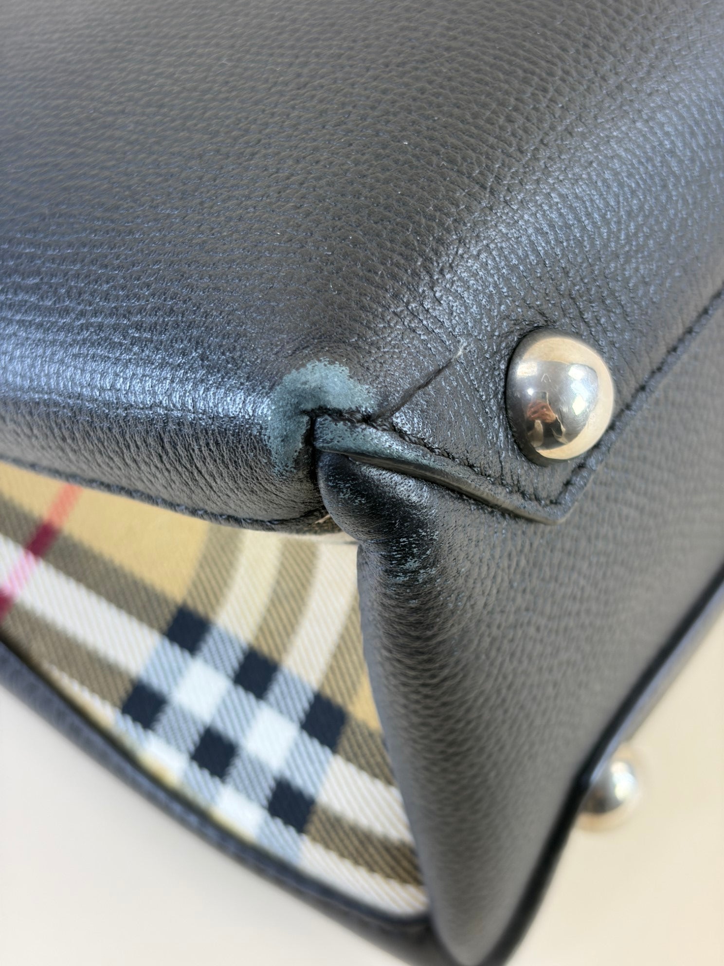 Burberry Black Small Banner House Check Tote Bag with Strap