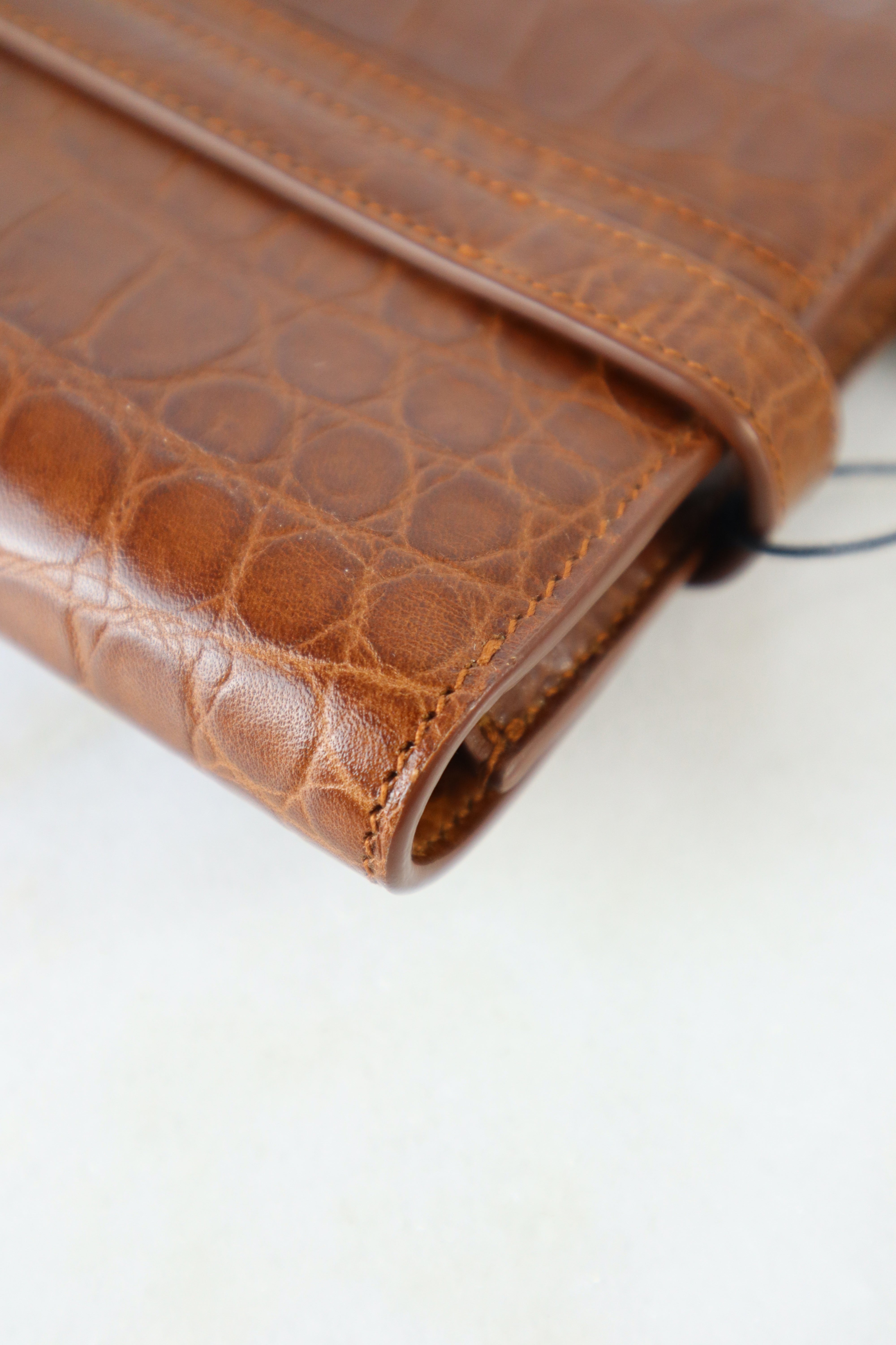 YSL Camel Croco Manhattan Clutch