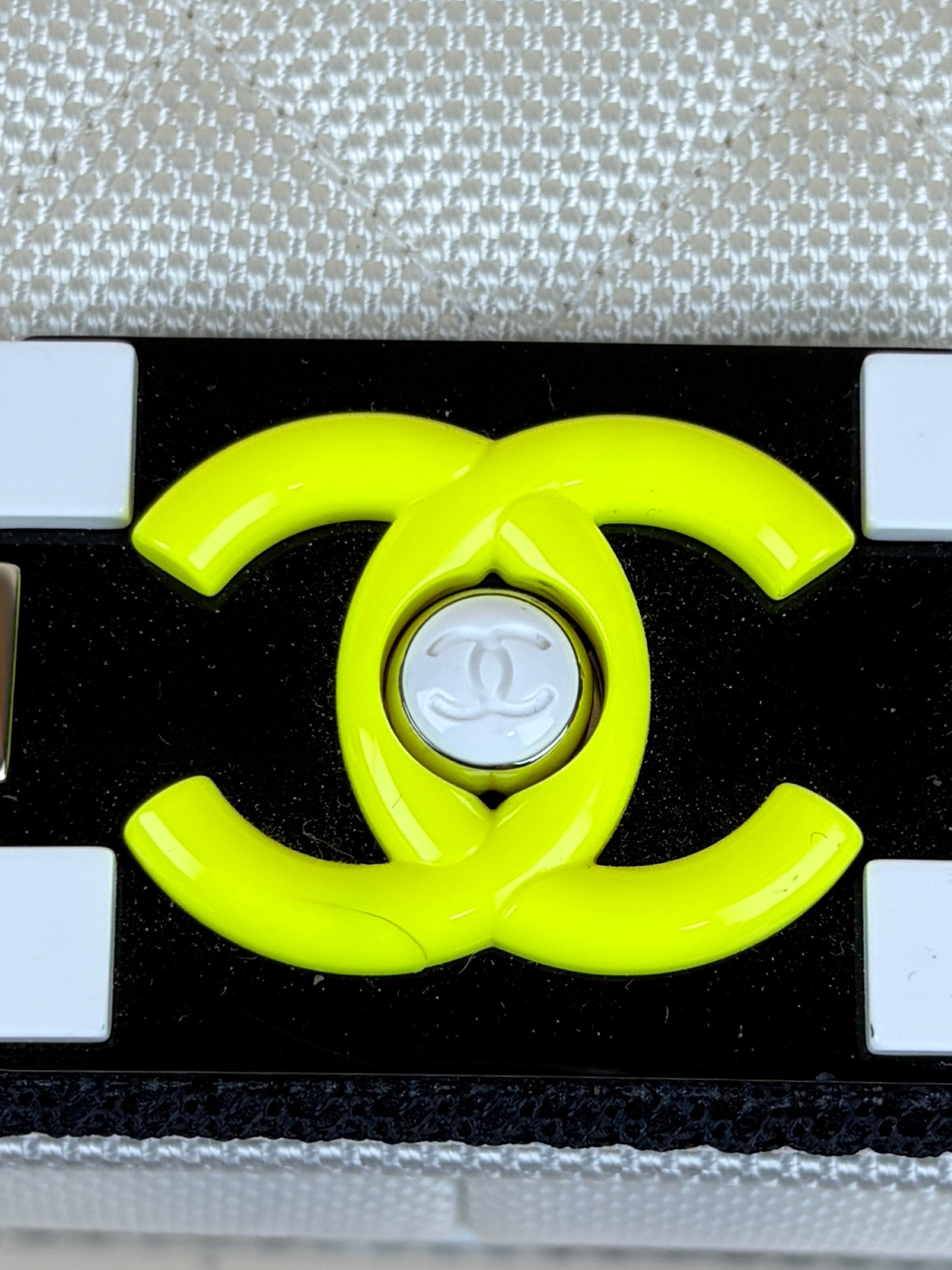 Chanel whitel black/white yellow Quilted Fluo Medium Boy Bag