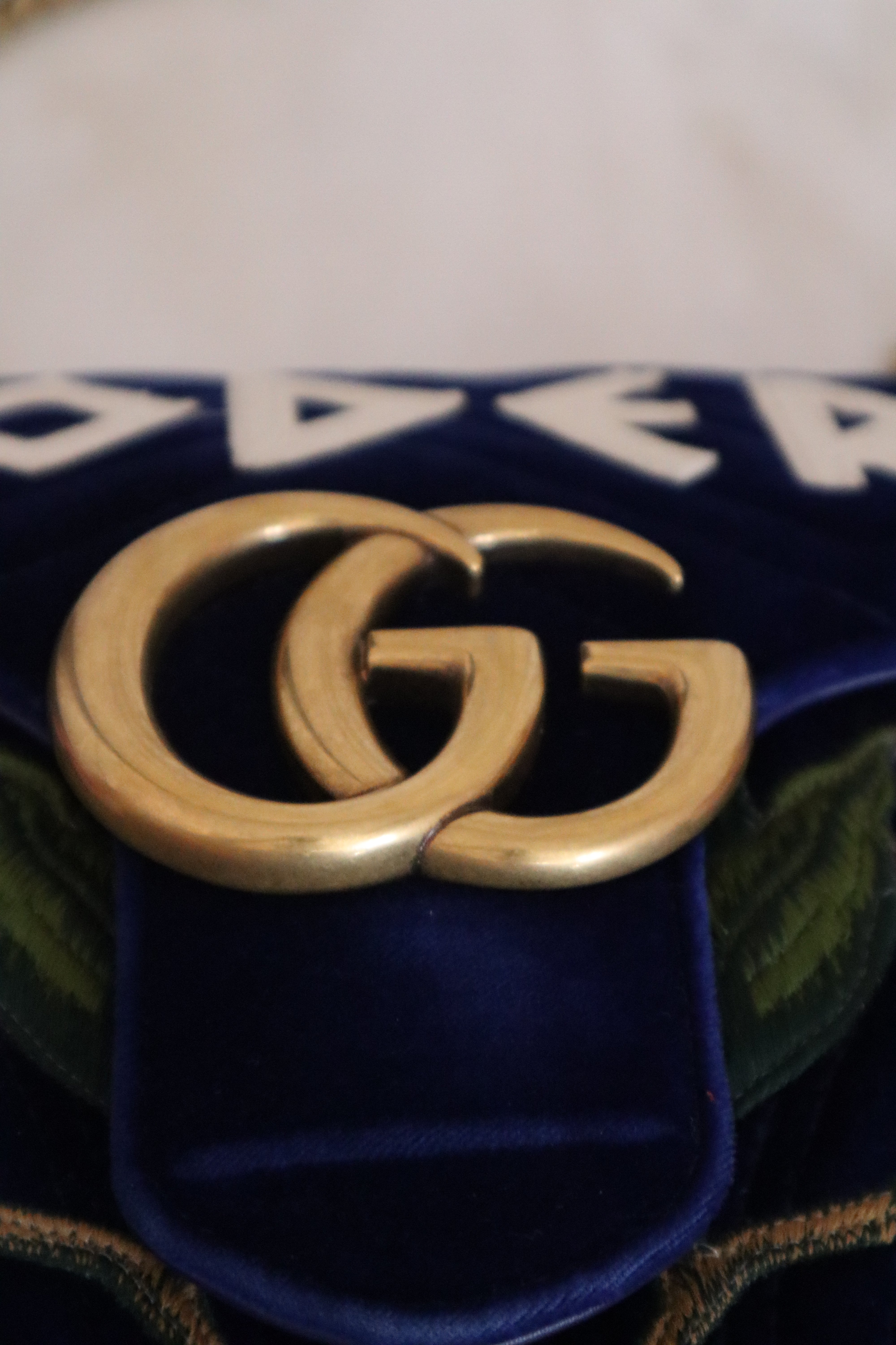 Gucci Blue Velvet Marmont Embroidered Modern Medium Bag-handbag-Gucci-The Closet Egypt