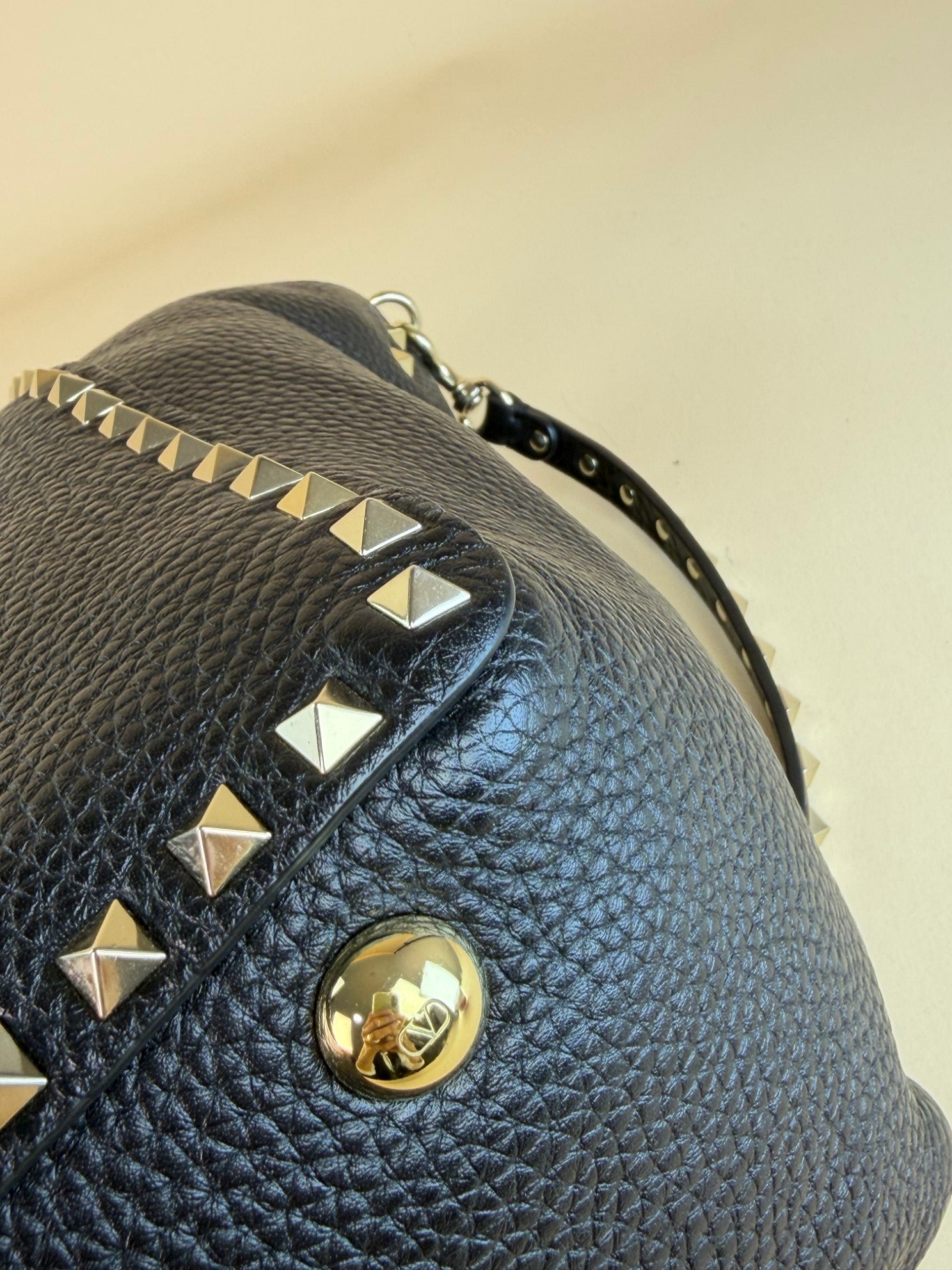 Valentino black Vitello Rockstud medium Bag