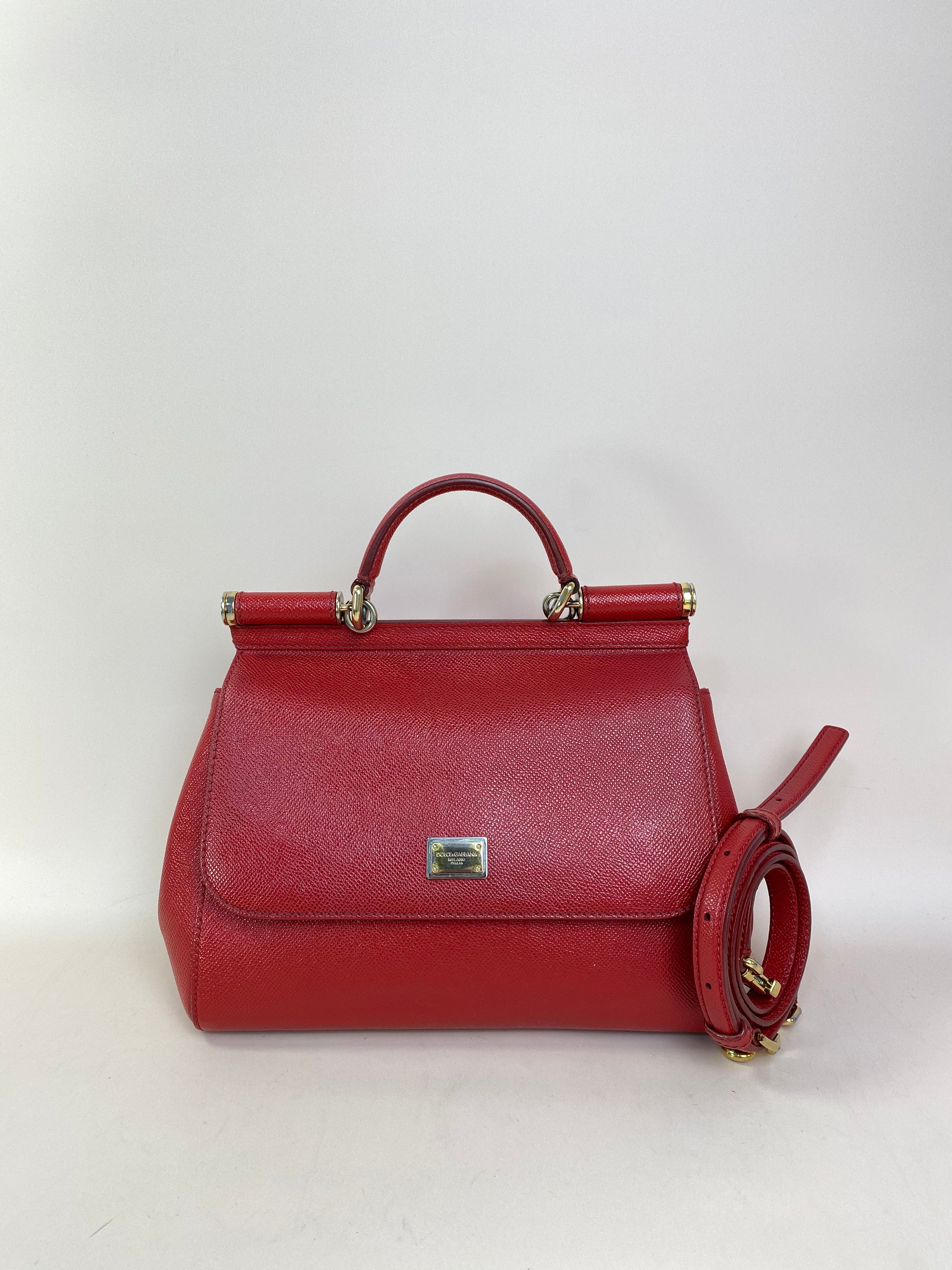 Dolce & Gabbana Red Medium Sicily Tote Bag