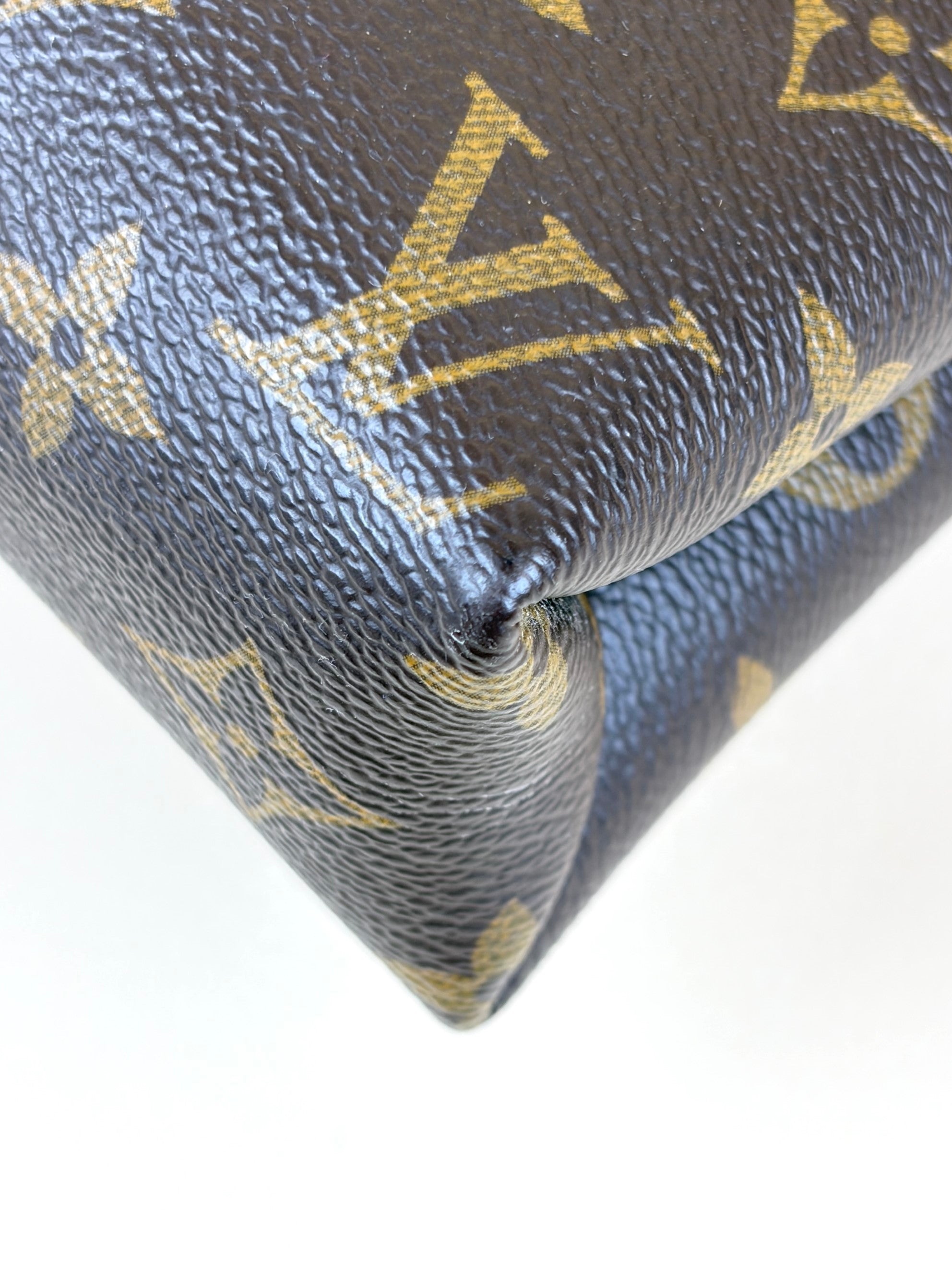 Louis Vuitton canvas and black calfskin Pallas chain