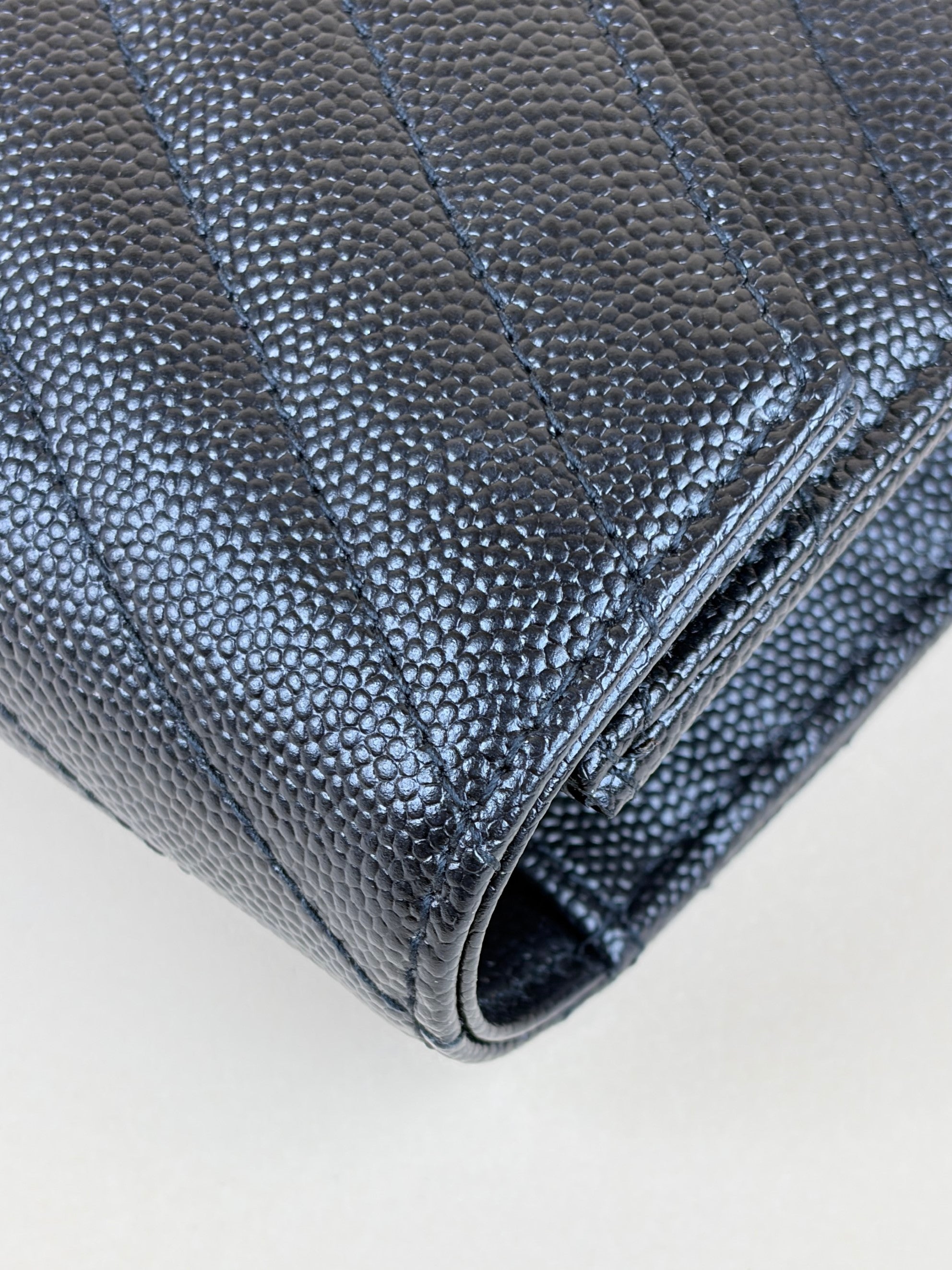 YSL black Cassandre envelope Wallet On Chain