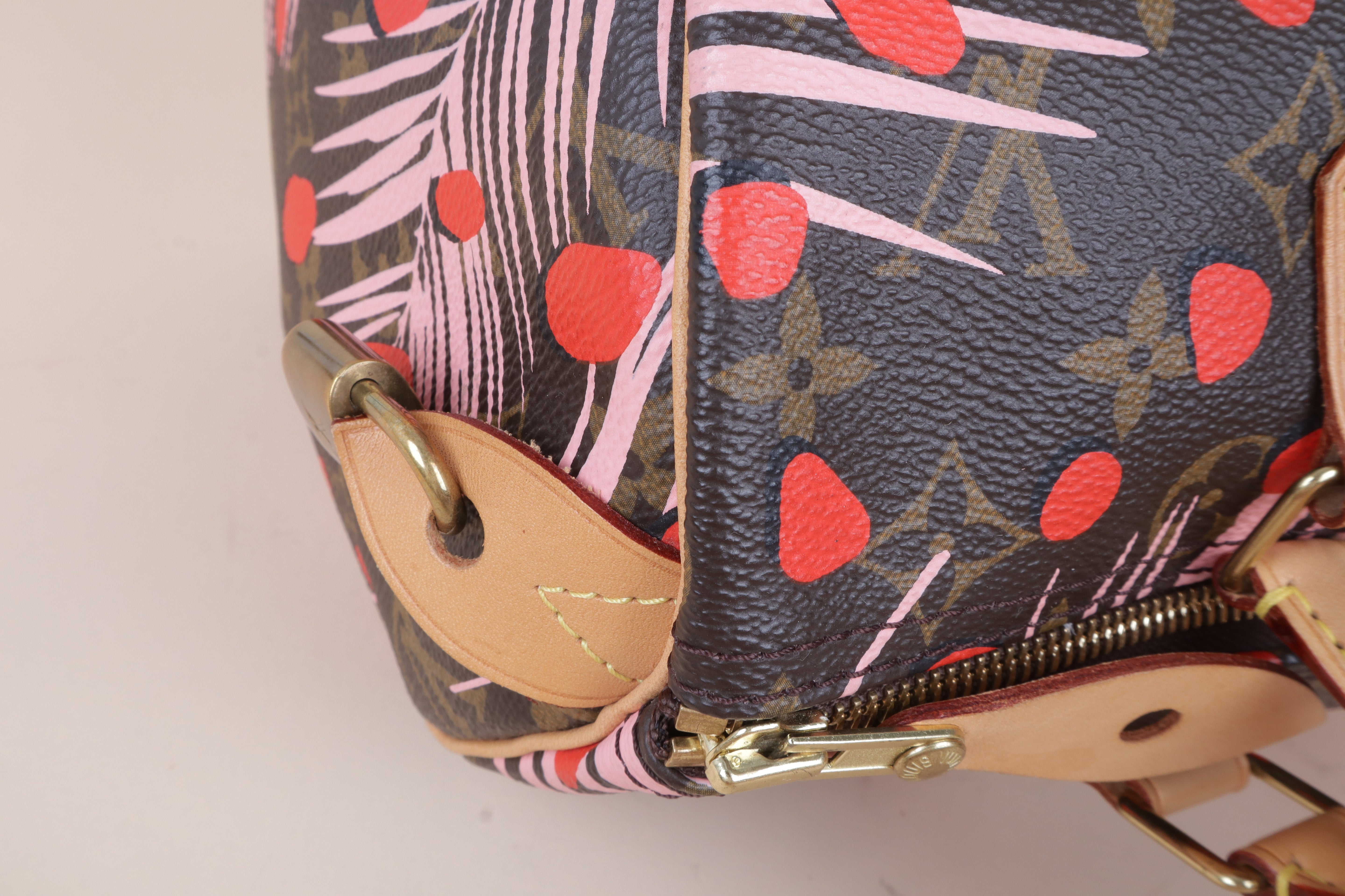 Louis Vuitton Monogram Jungle Dots Palm Spring Limited Edition Speedy 30 Tote Bag