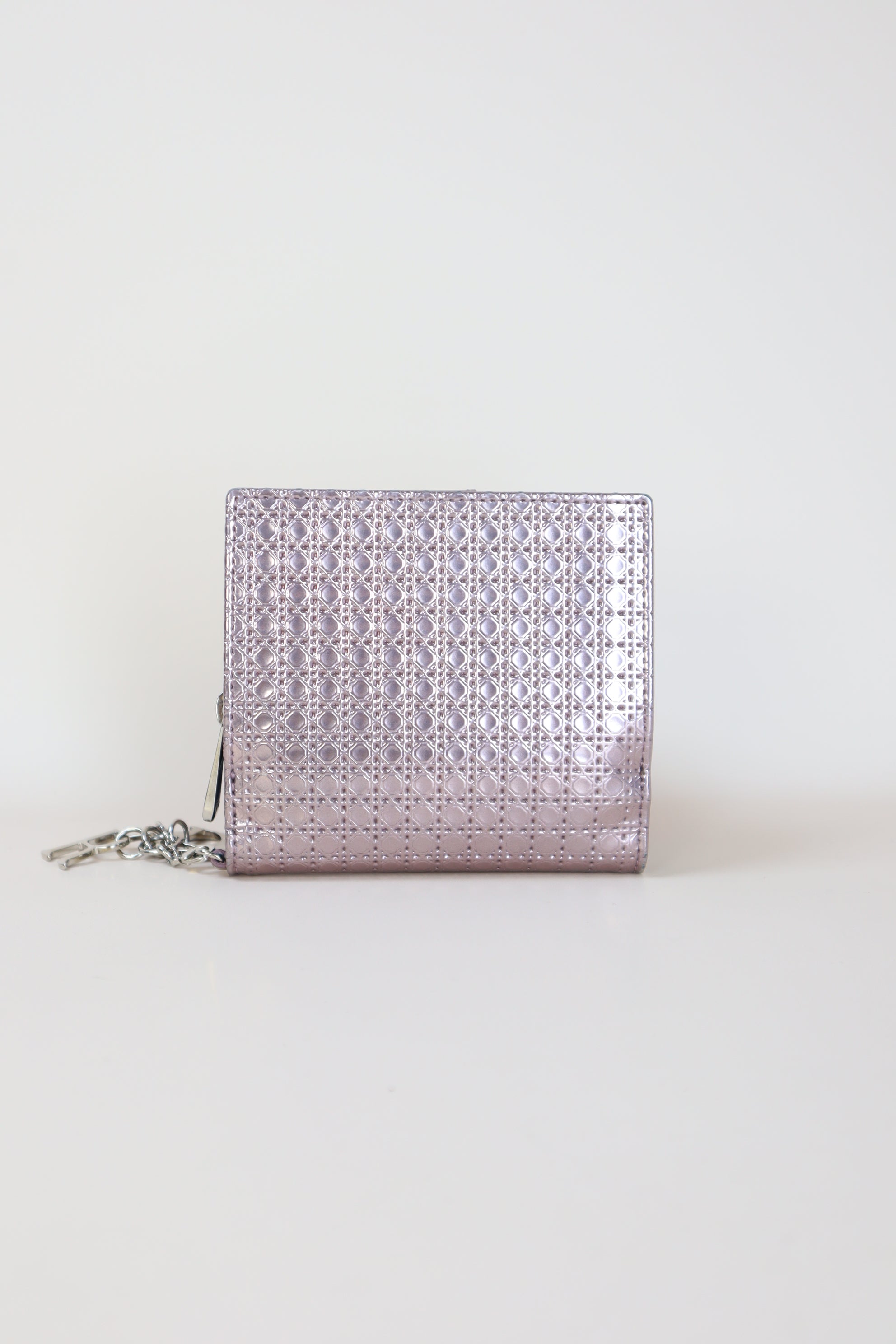 Christian Dior Metallic Rose Micro Cannage CD Small Wallet