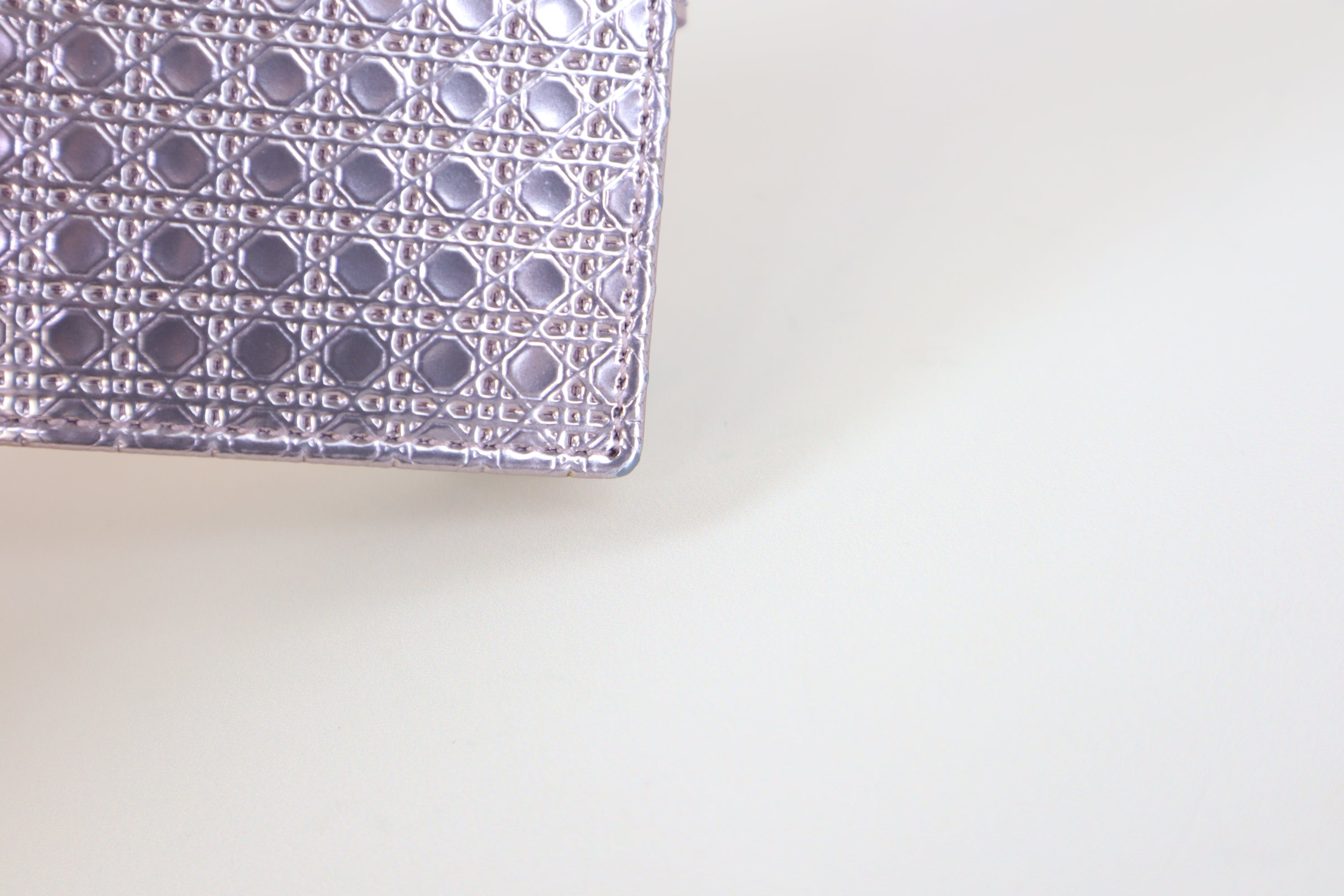 Christian Dior Metallic Rose Micro Cannage CD Small Wallet