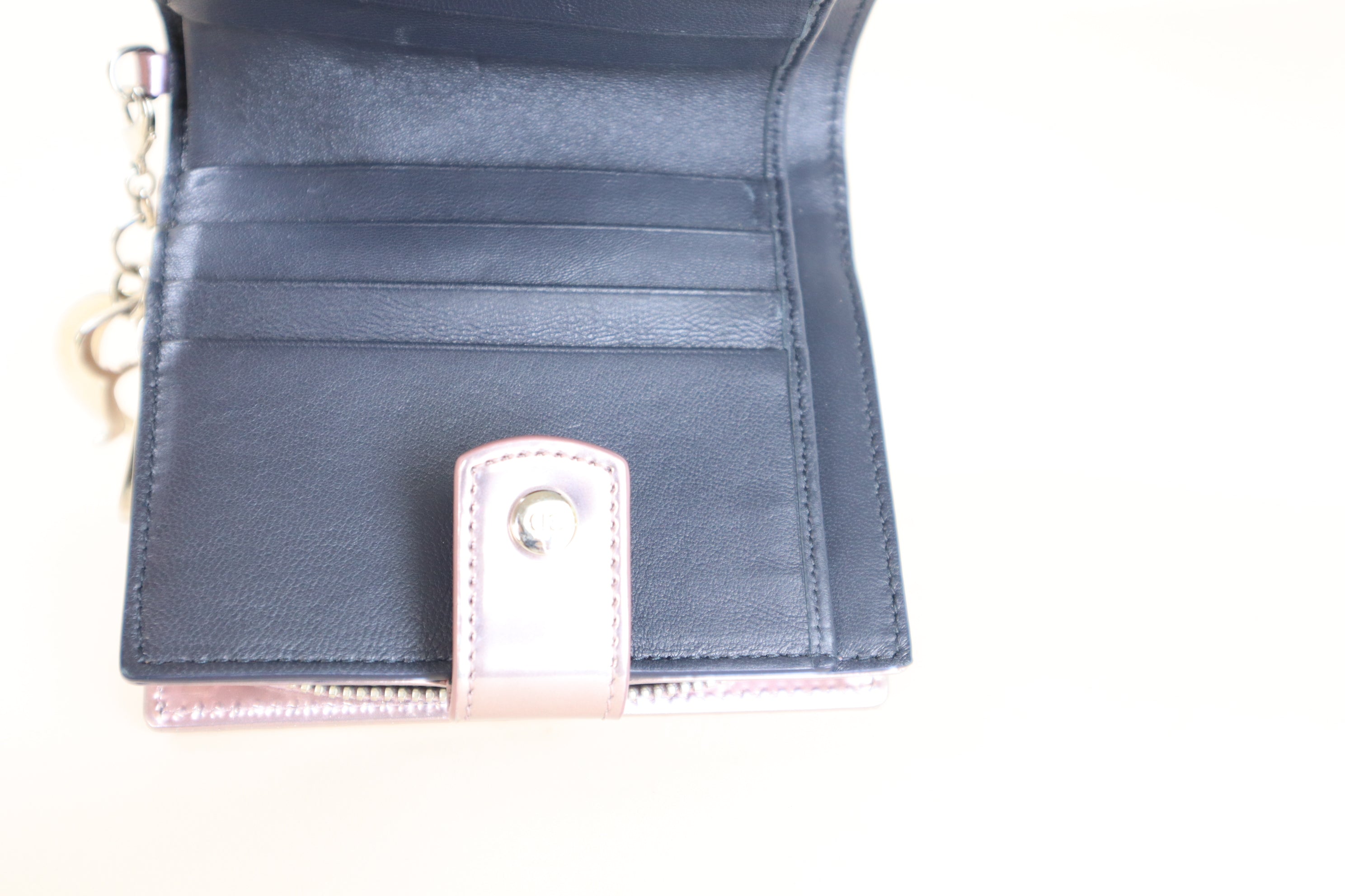 Christian Dior Metallic Rose Micro Cannage CD Small Wallet
